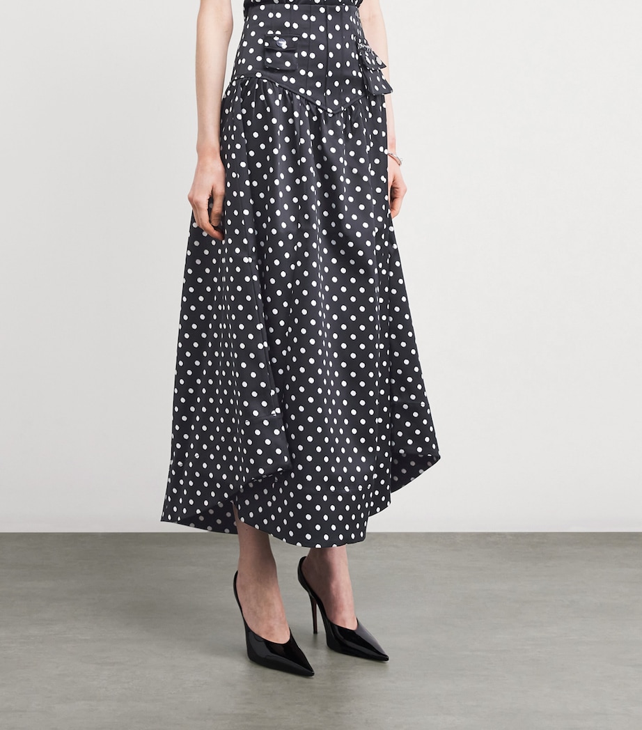 Satin Polka-Dot Maxi Skirt 099 BLACK Image 3