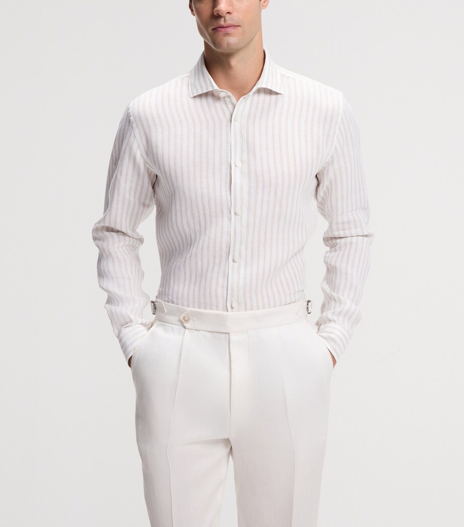 BOSS Mens Linen Stripe Shirt Image 2