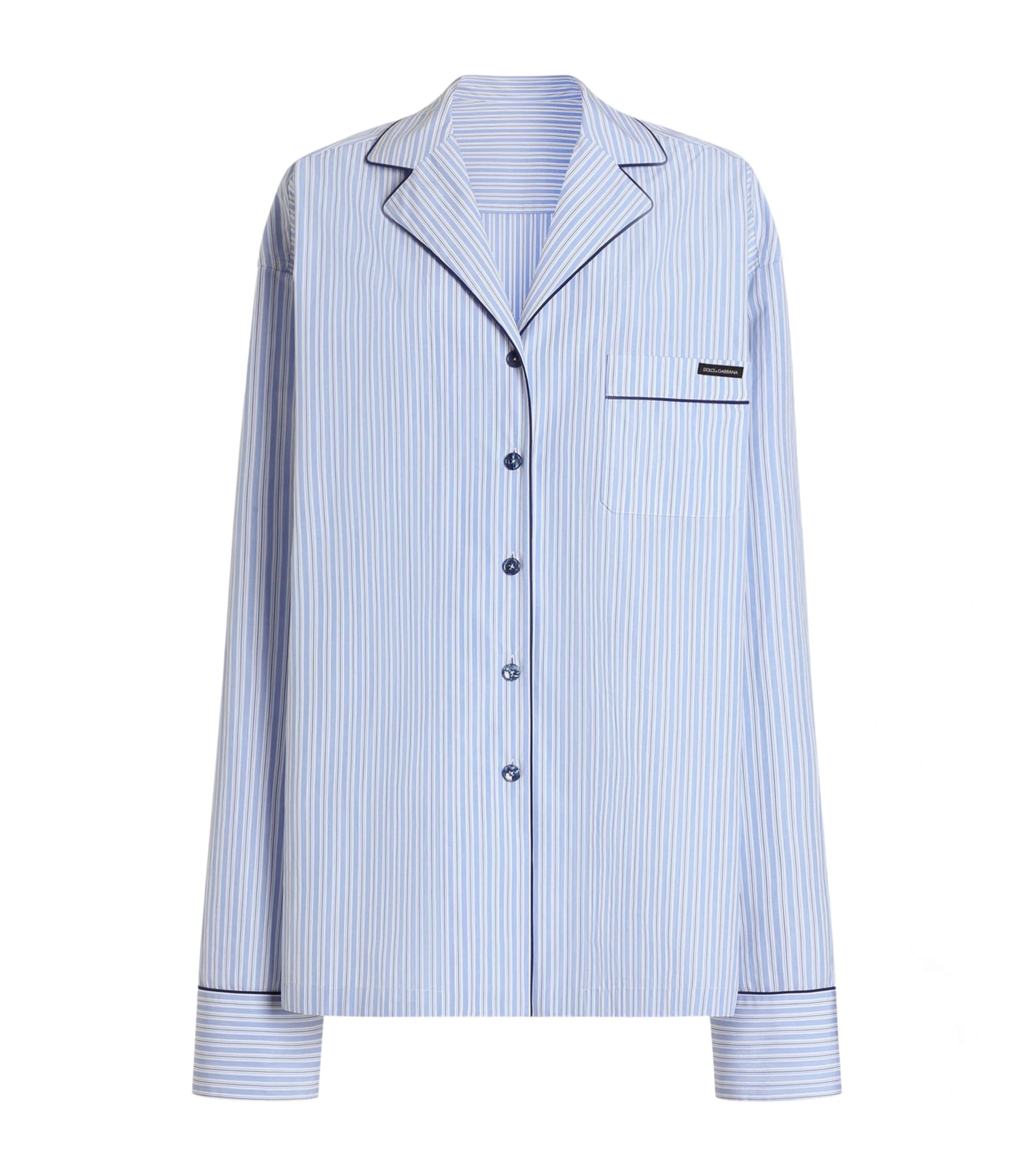 Dolce&Gabbana Womens Cotton-Silk Stripe Oversized Shirt Stri Image 1