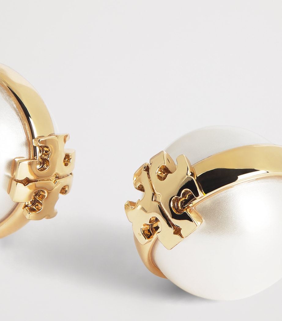 Pearl Stud Earrings LIGHT BRASS / PEARL Image 5