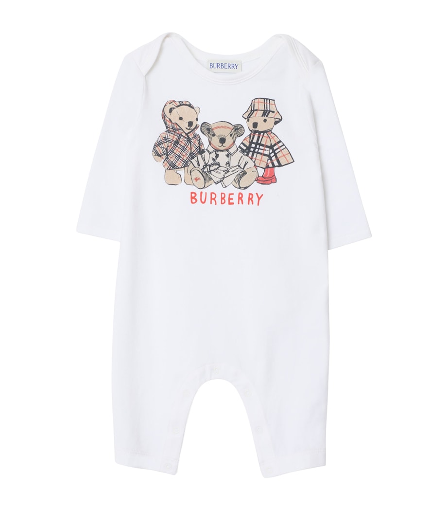 Stretch-Cotton Thomas Bear and Friends Playsuit (1-18 Months) WHITE Image 1