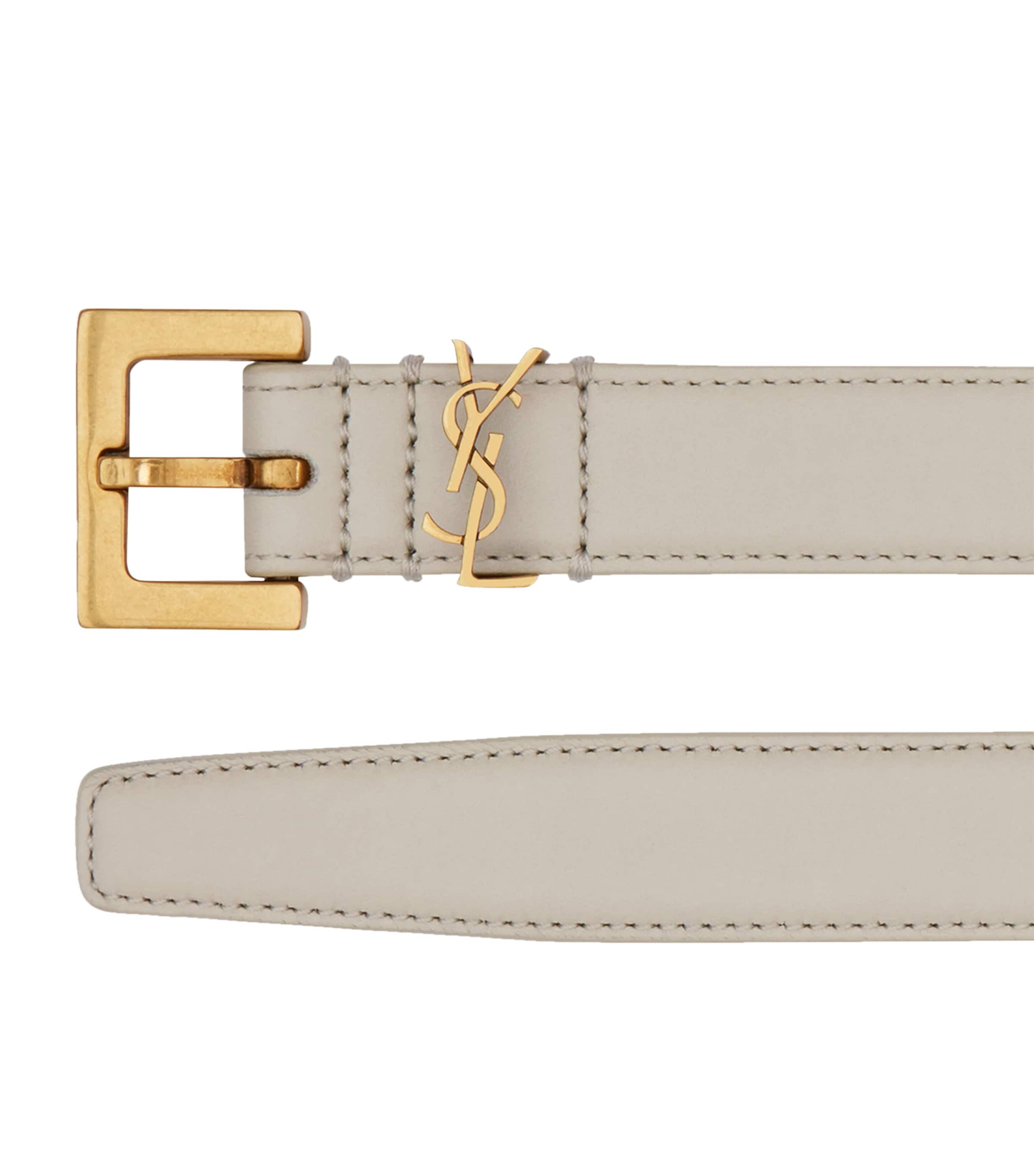 Saint Laurent Leather Monogram Belt | Harrods US