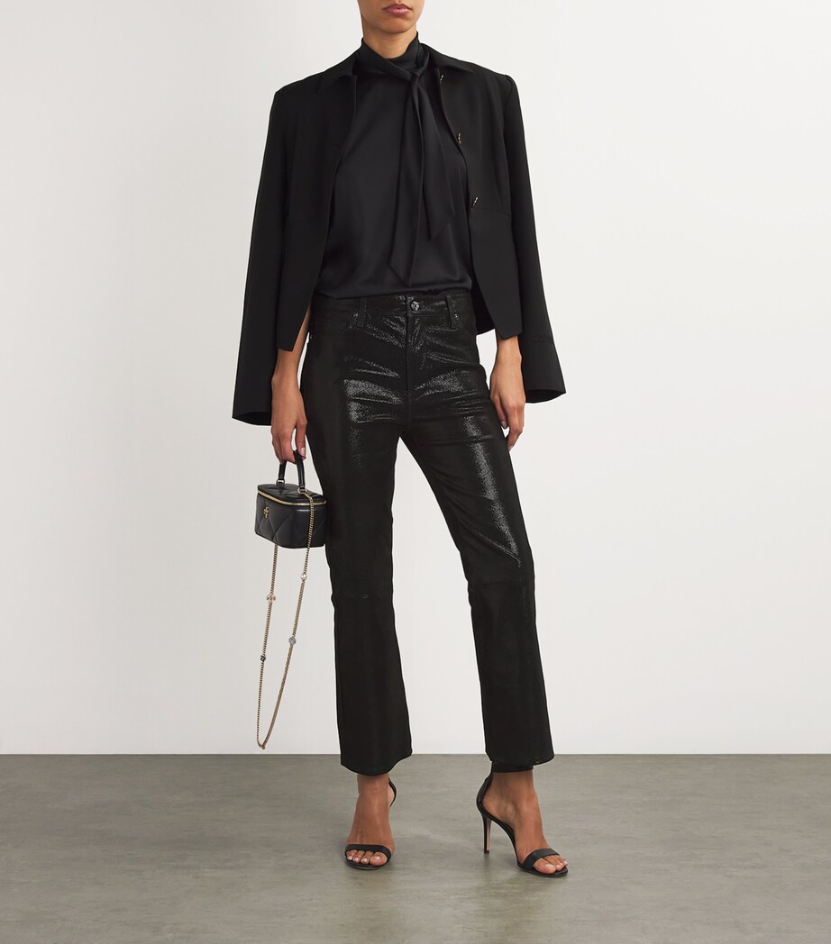 FRAME Womens Suede Le Crop Mini Boot Trousers Black Multi Image 2