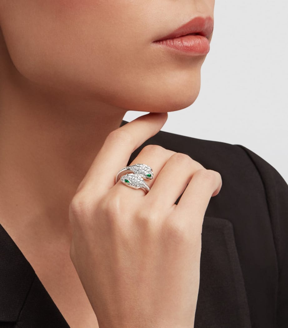 White Gold, Diamond and Emerald Serpenti Seduttori Ring WHITE GOLD Image 7
