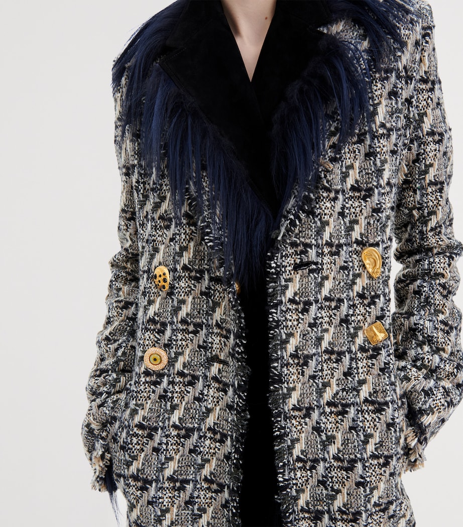 Schiaparelli Womens Wool Tweed Double-Breasted Coat Multicolor Image 5