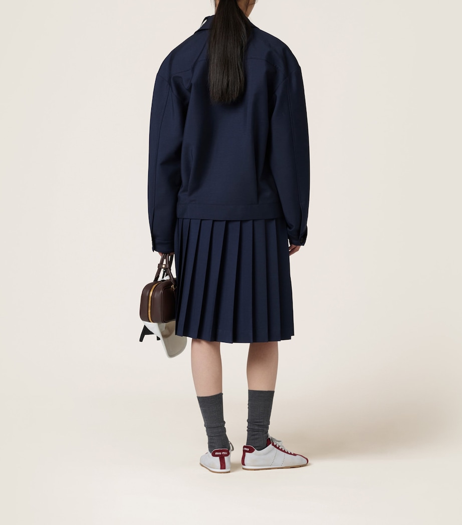 Mohair-Wool Blend Pleated Midi Skirt F0124 Image 3