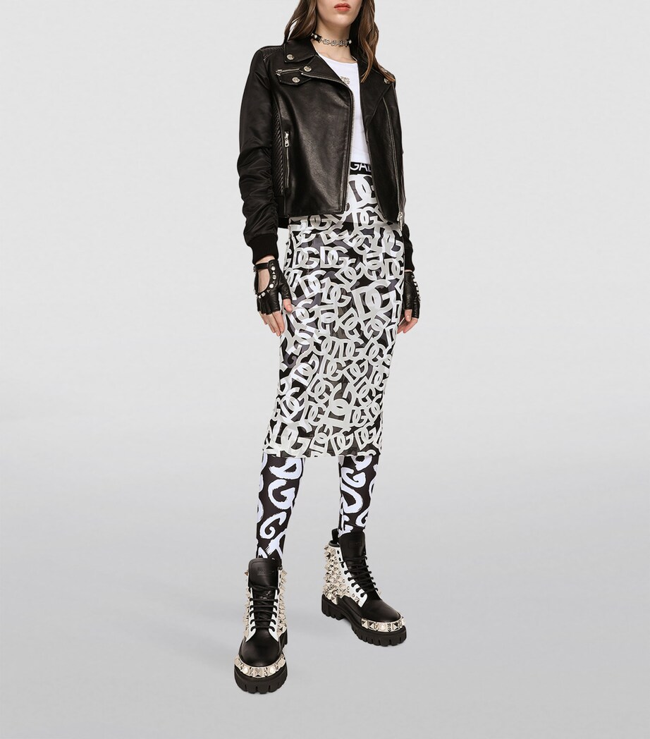 Dolce&Gabbana Womens Leather Biker Jacket Black Image 2