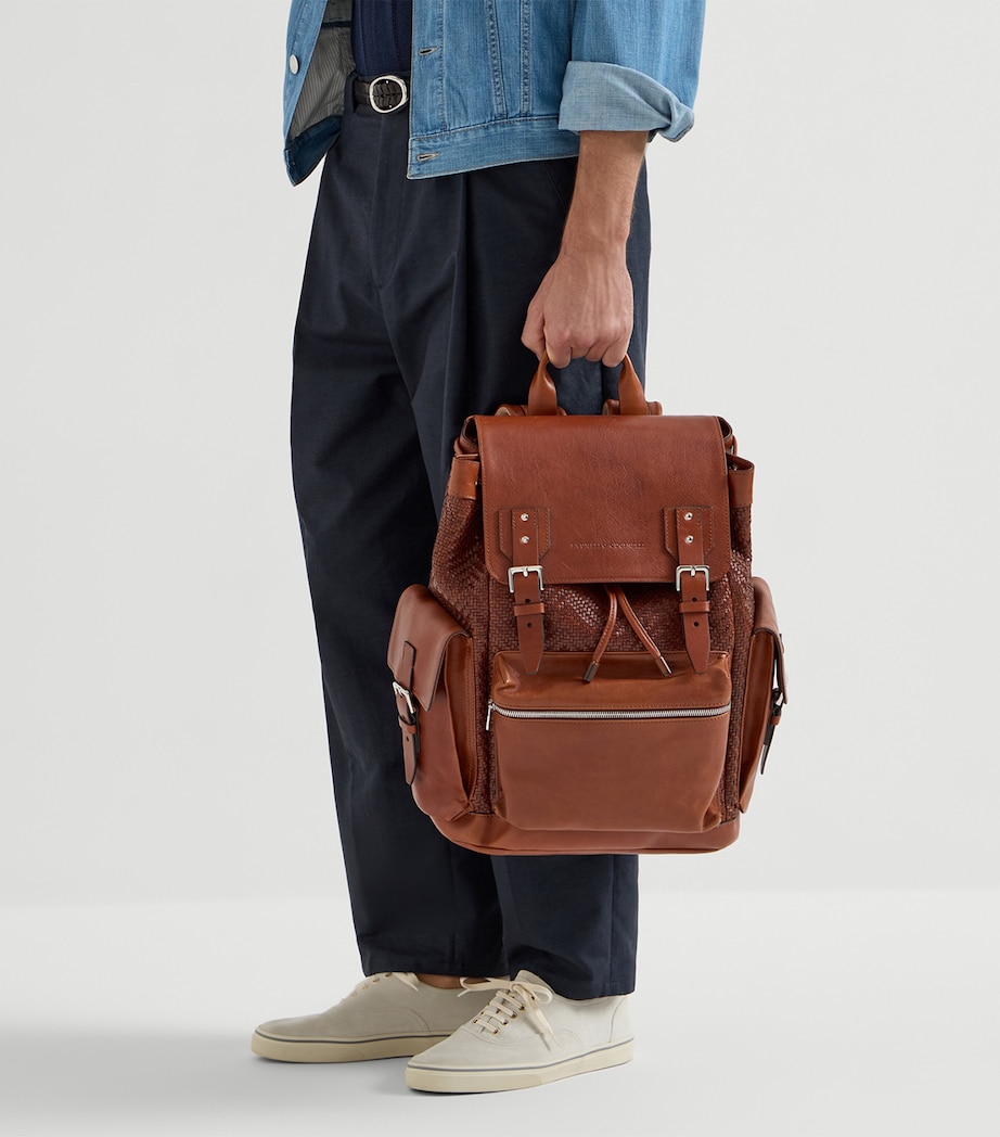 Leather Woven Backpack C9186 Image 3