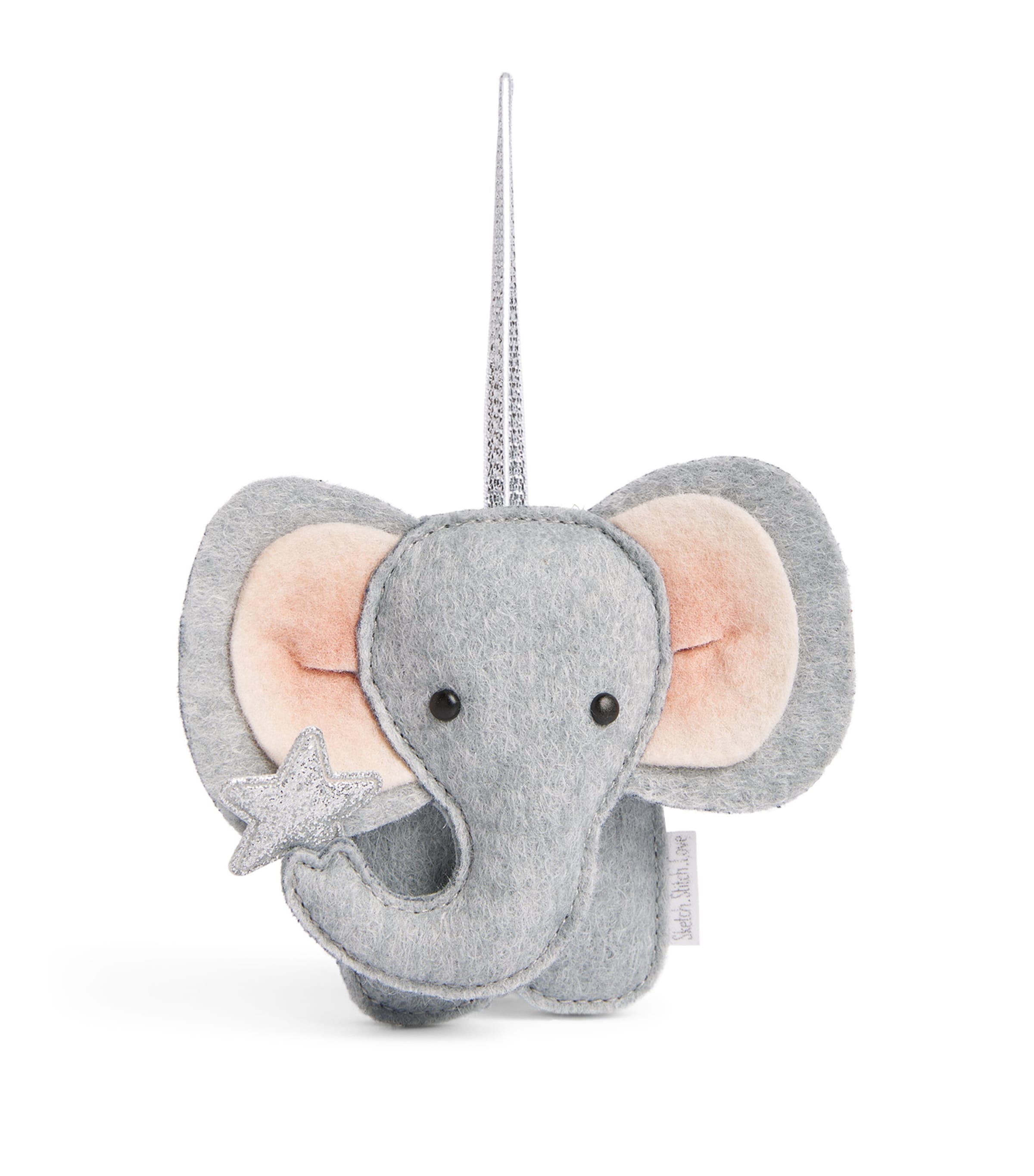 SKETCH.STITCH.LOVE Felt Elephant Tree Decoration Grey/silver Image 1