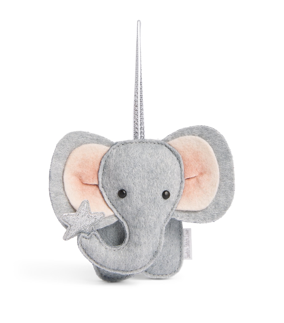 SKETCH.STITCH.LOVE Felt Elephant Tree Decoration Grey/silver Image 1