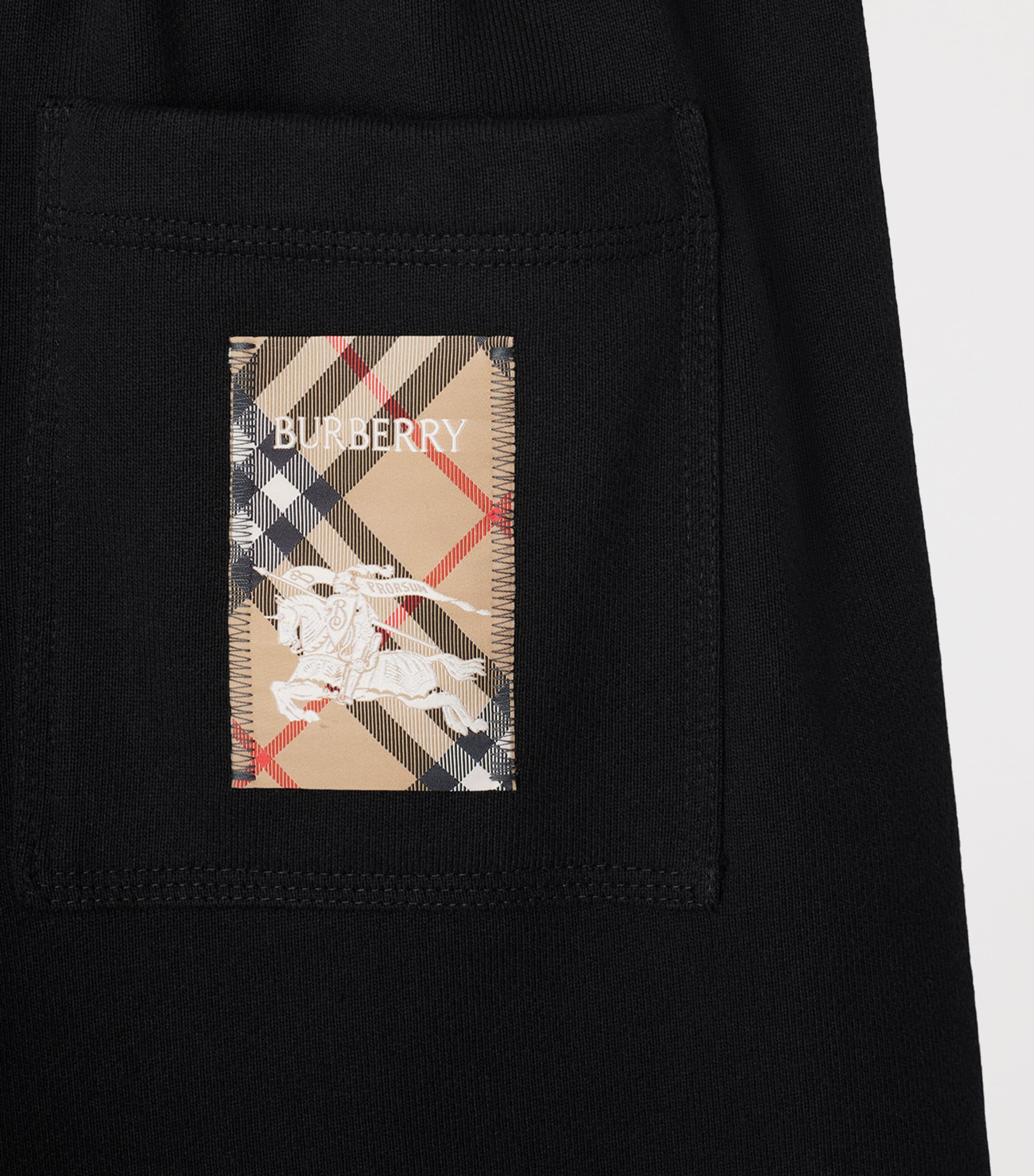 Burberry Mens Cotton Check Logo Shorts Black Image 5