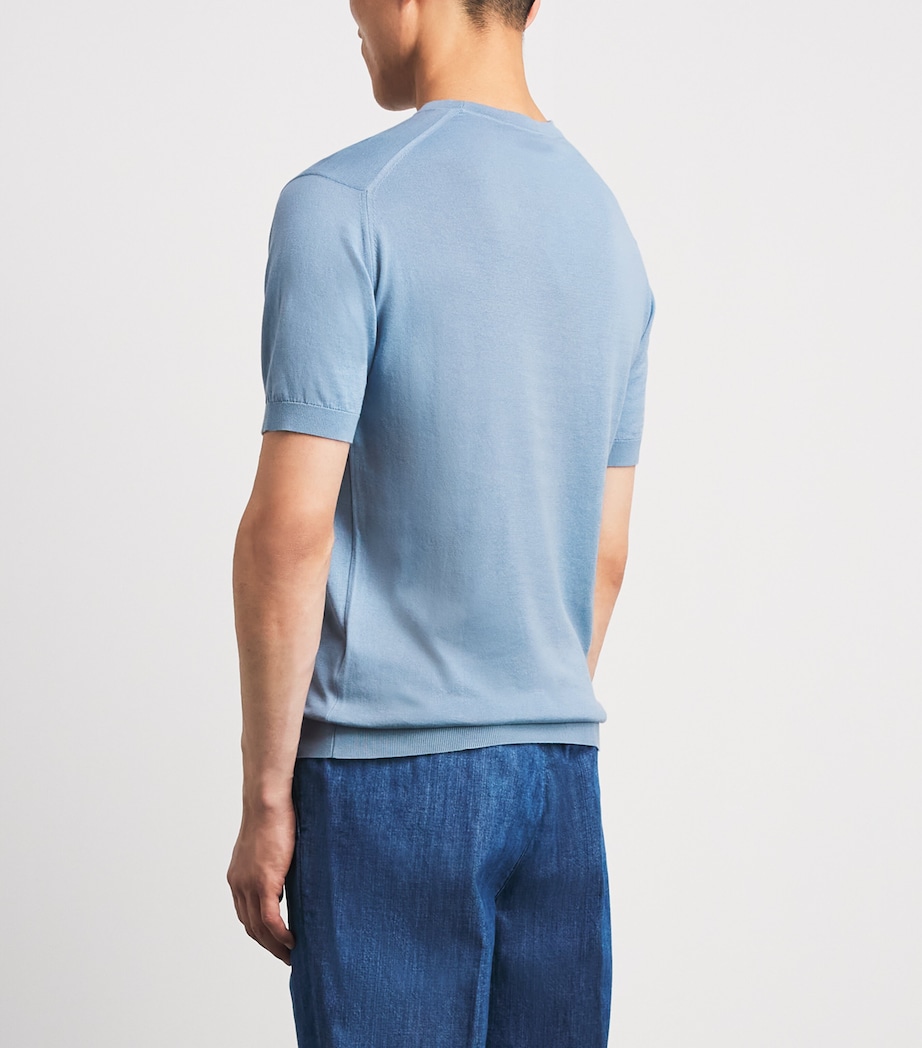 John Smedley Mens Merino Wool T-Shirt Cove Blue Image 5