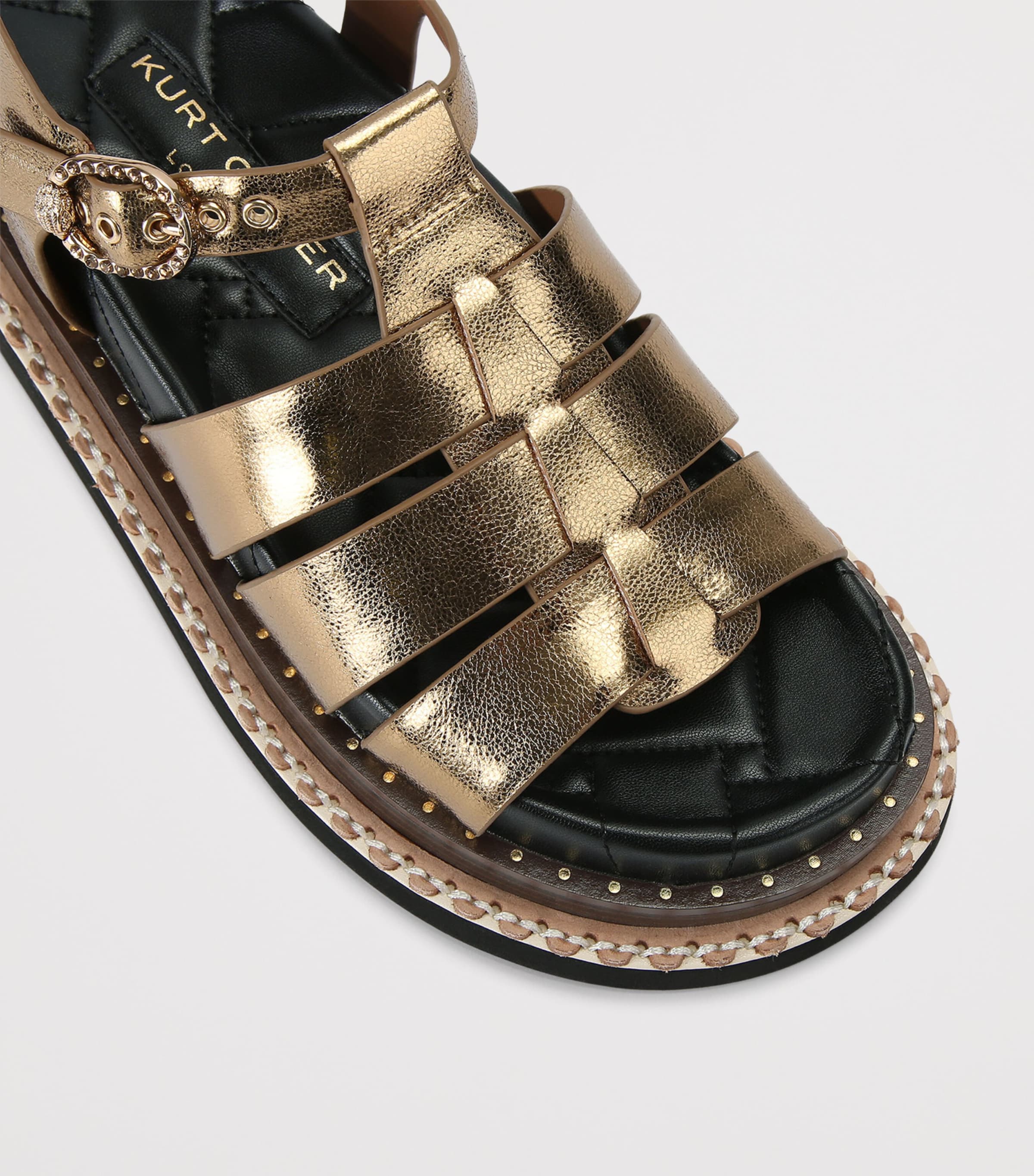 Kurt Geiger London Metallic Leather Orson Sandals Bronze Image 2