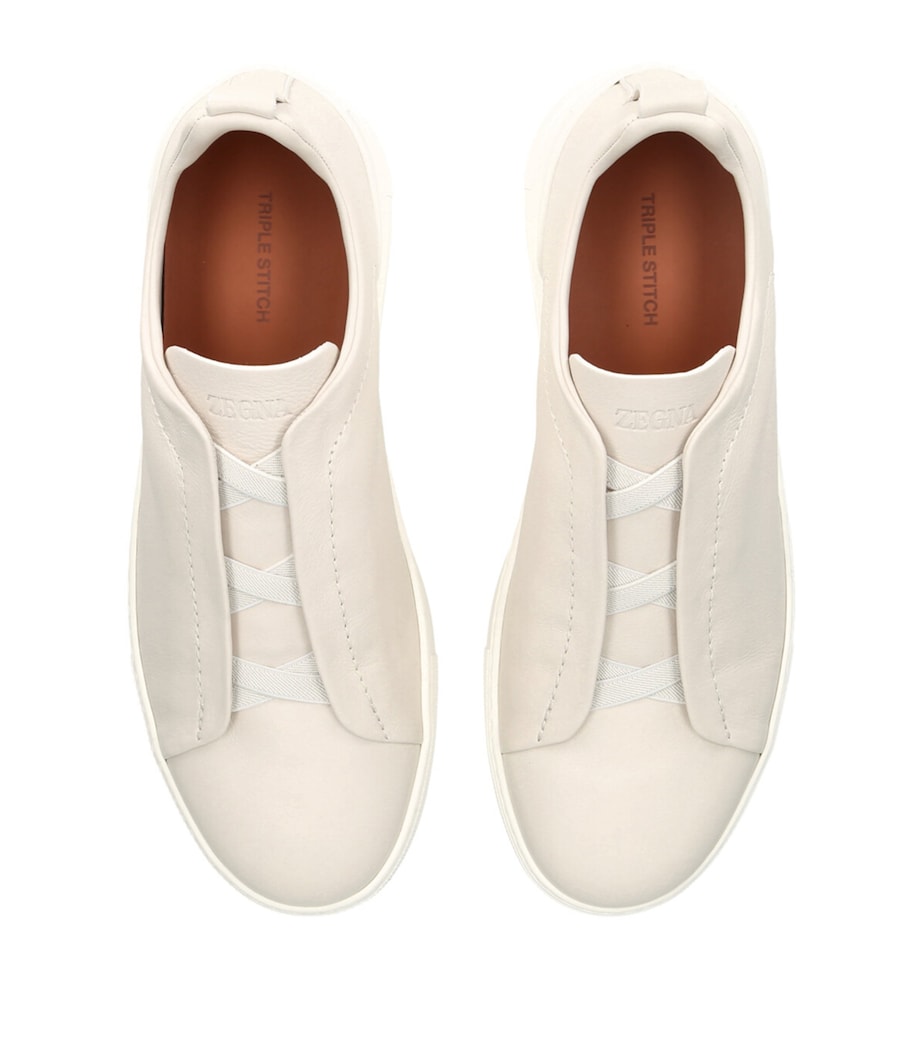 Leather Triple Stitch SECONDSKIN Sneakers WHITE Image 4