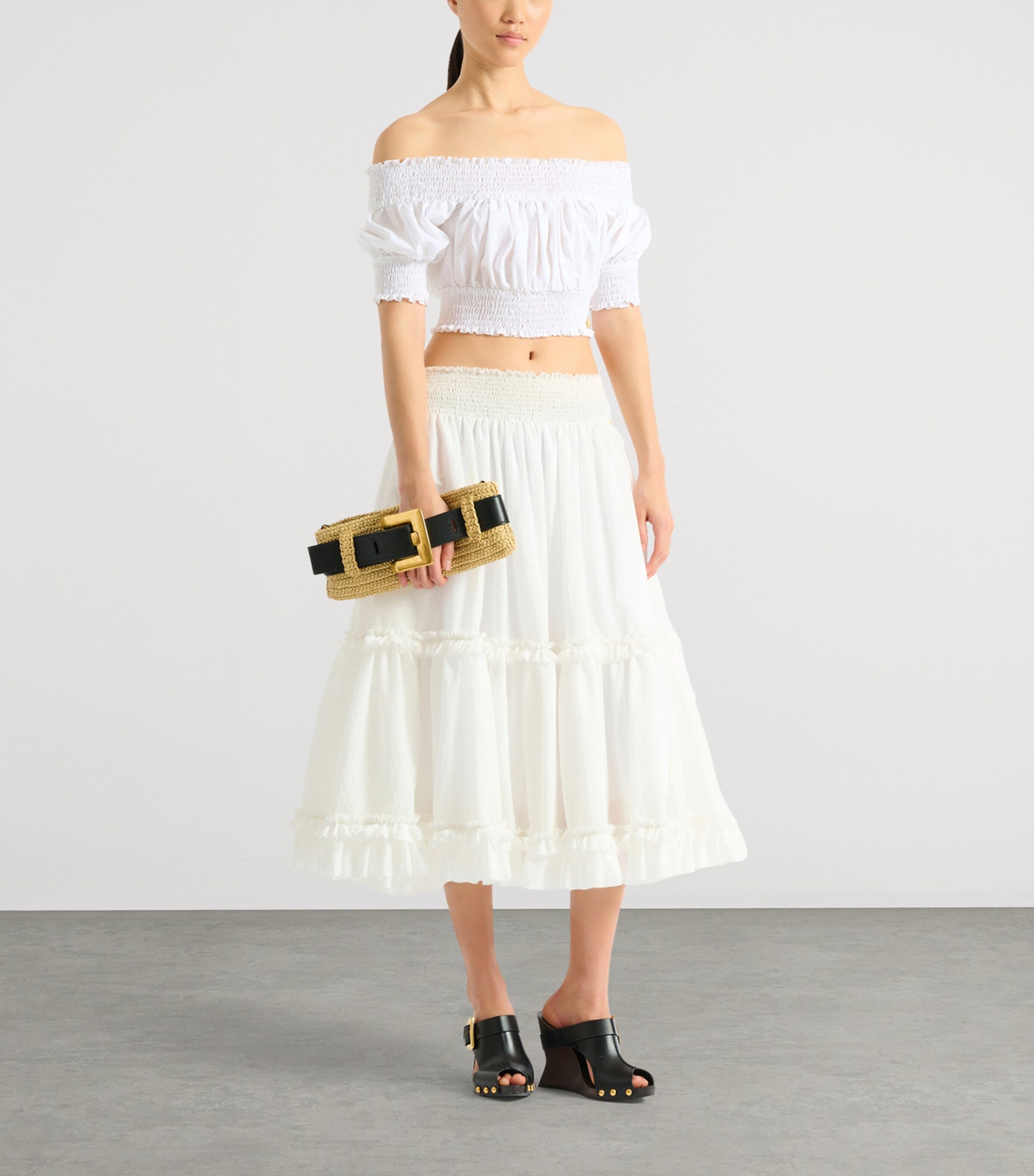 Balmain Faux Raffia Anthem Clutch Bag Gte Naturel / Noir Image 2
