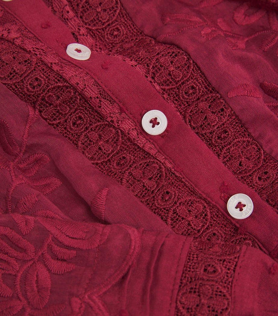 Lace Embroidered Betty Dress (3-16 Years) BERRY Image 3