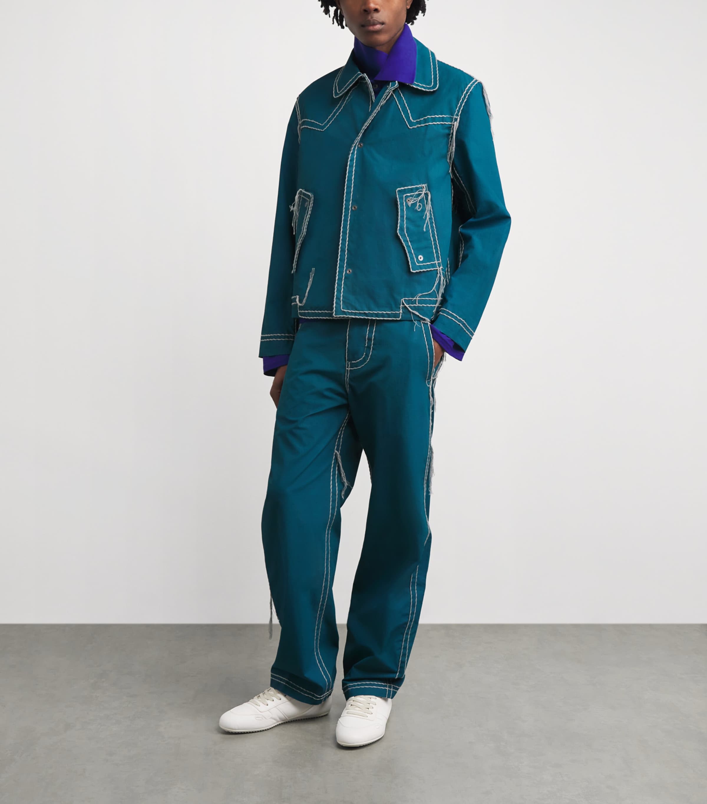 Craig Green Blue Cotton Embroidered Worker Jacket | Harrods US