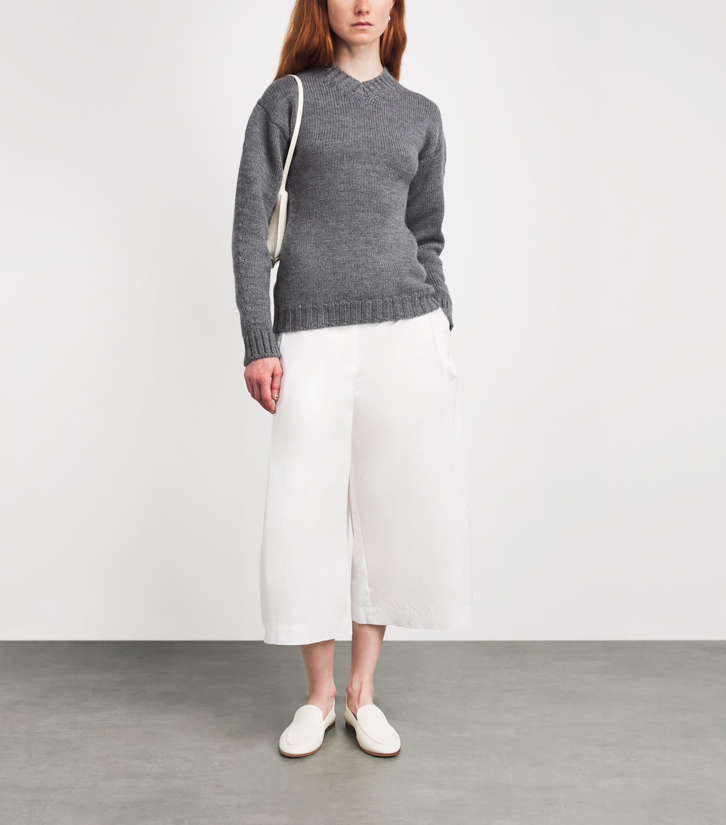 Jil Sander Wool V-neck Sweater In Gray