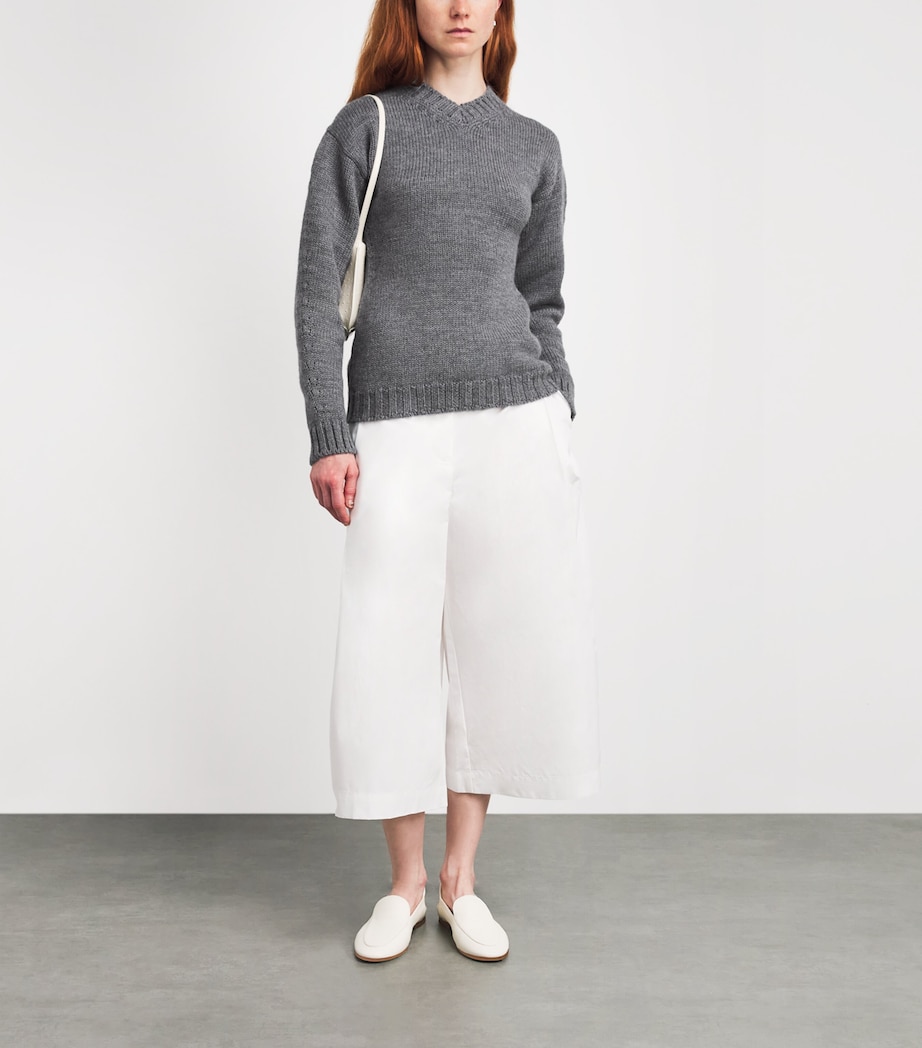 Jil Sander Womens Wool V-Neck Sweater Pebble Image 2