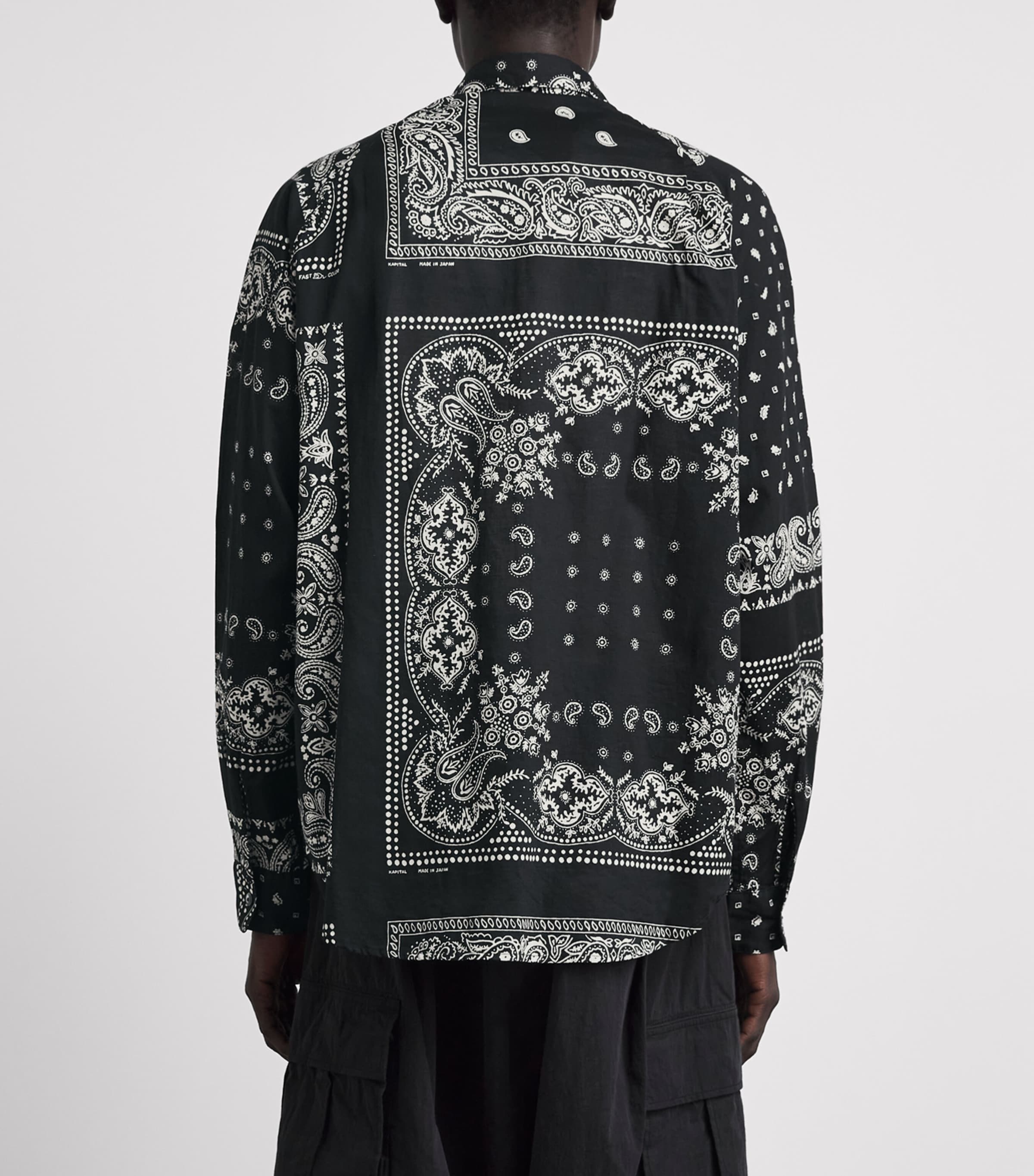 Kapital Mens Cotton Paisley Bandana Patchwork Shirt Black Image 5