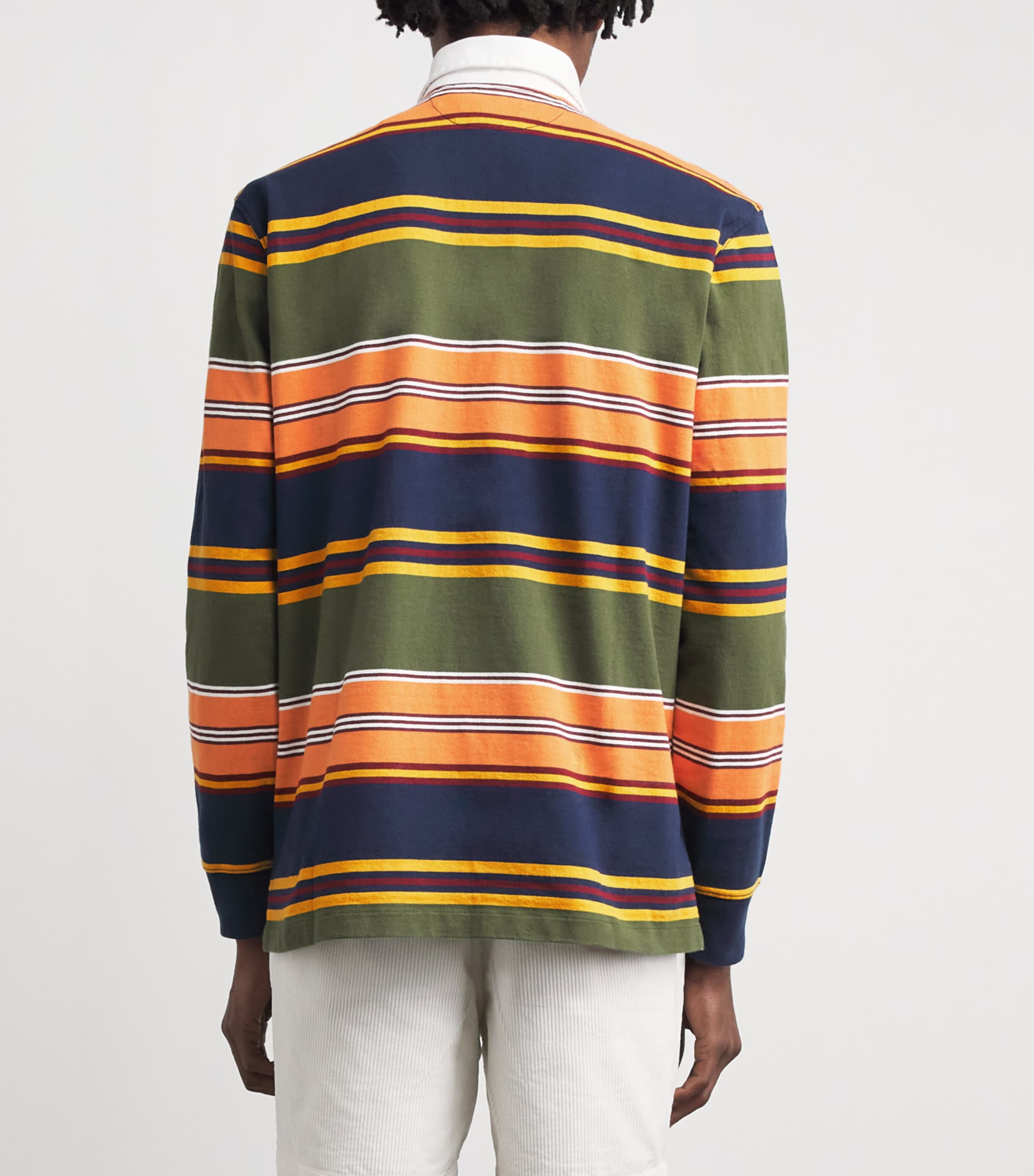 Polo Ralph Lauren Mens Cotton Stripe Rugby Shirt Supply Olive Multi Image 5