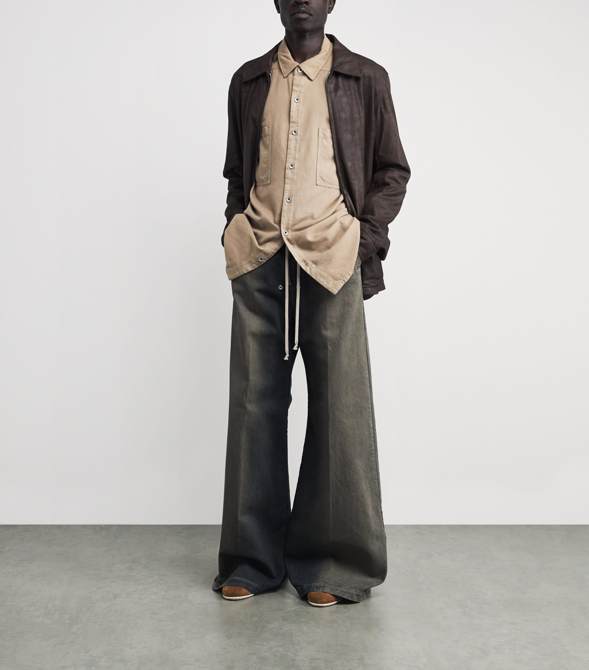 Rick Owens Mens Organic Cotton Jumbo Overshirt Dirty Pearl/ Image 2