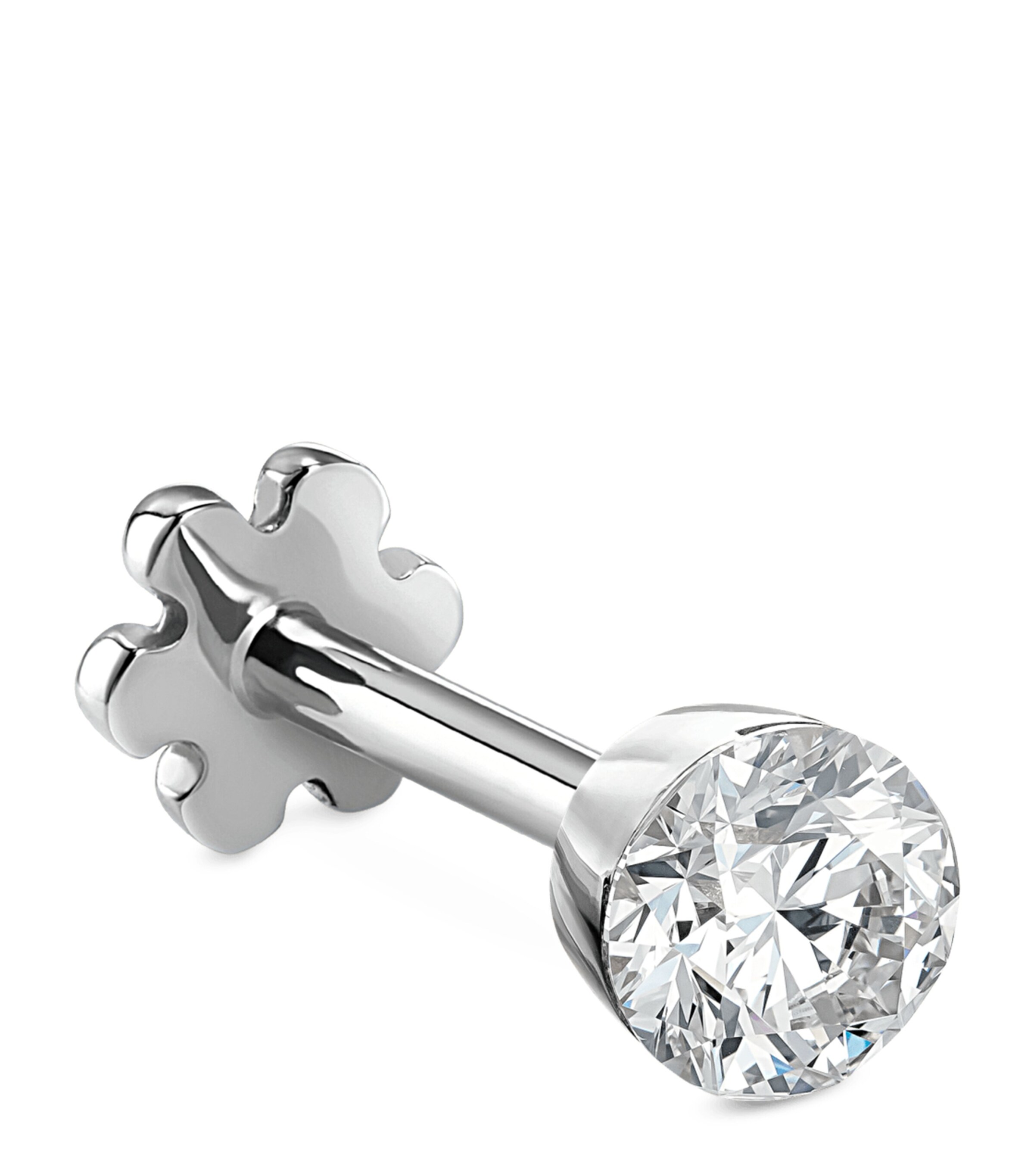 MARIA TASH WHITE GOLD INVISIBLE SET DIAMOND THREADED STUD EARRING
