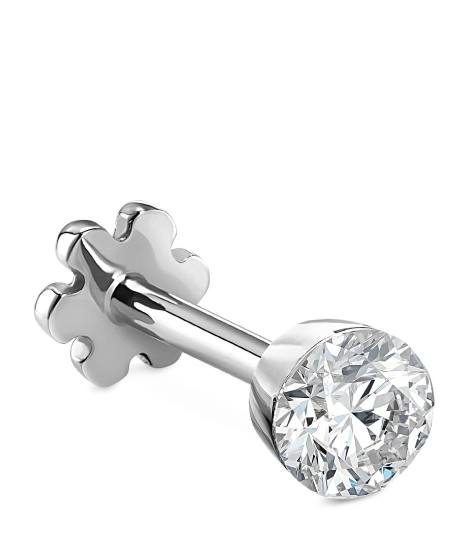 White Gold Invisible Set Diamond Threaded Stud Earring (3mm) WHITE GOLD Image 1