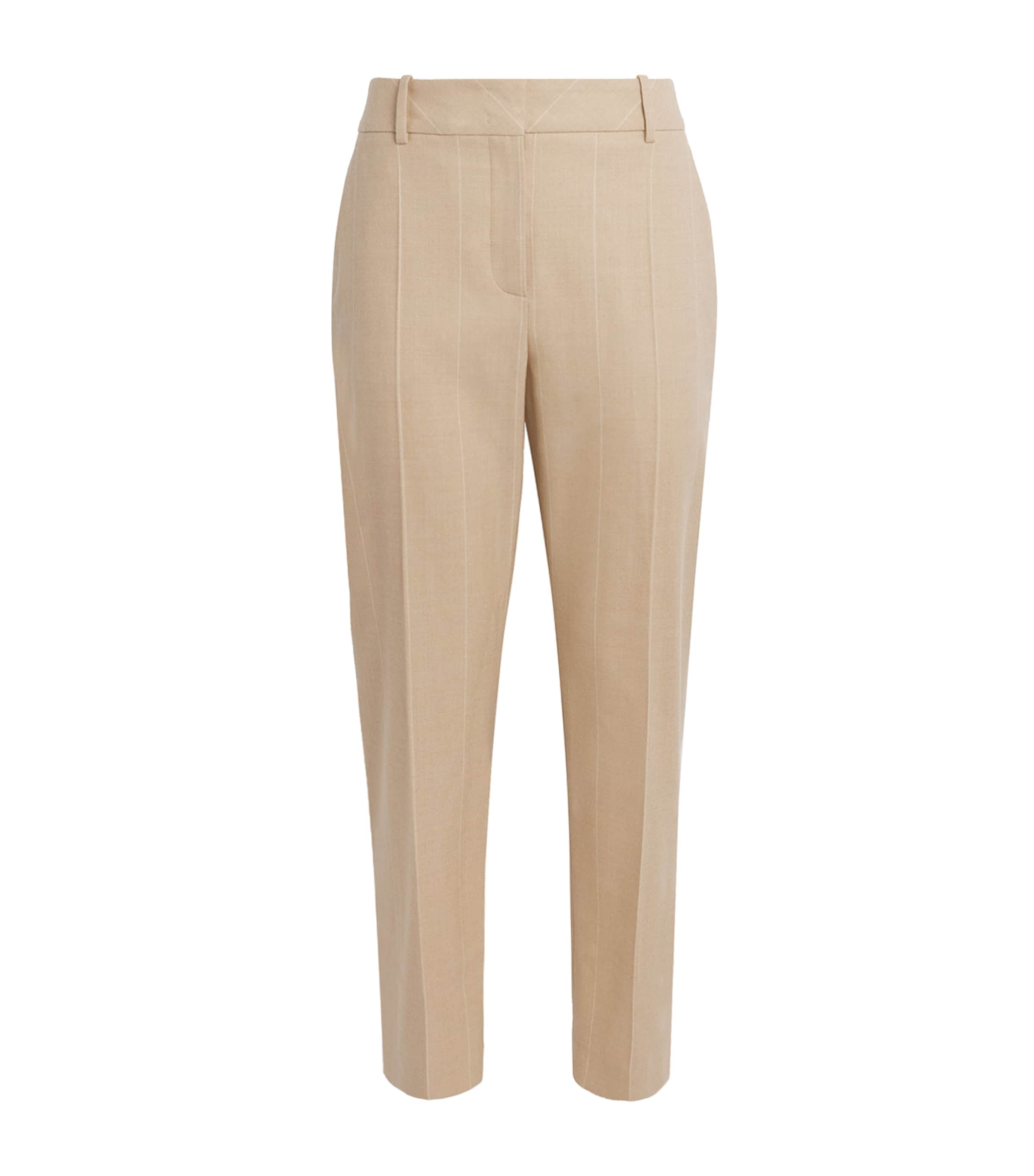 Eleventy Wool Stripe Straight Trousers In Neutral