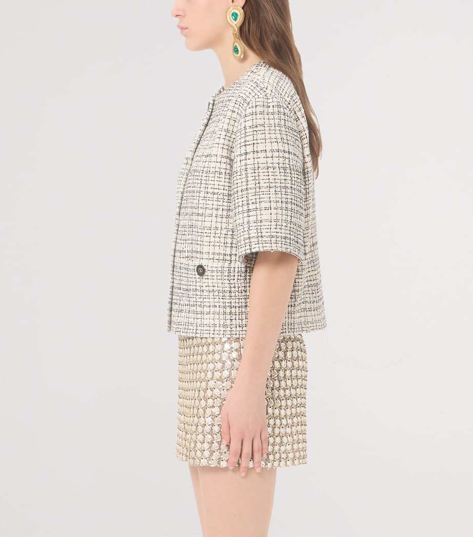 Valentino Womens Tweed Cropped-Sleeve Jacket Image 4