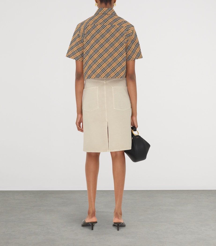 Cotton Cropped Check Shirt SAND IP CHECK Image 3
