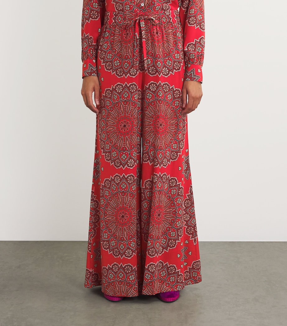 Silk Dalton Wide-Leg Trousers RED Image 3