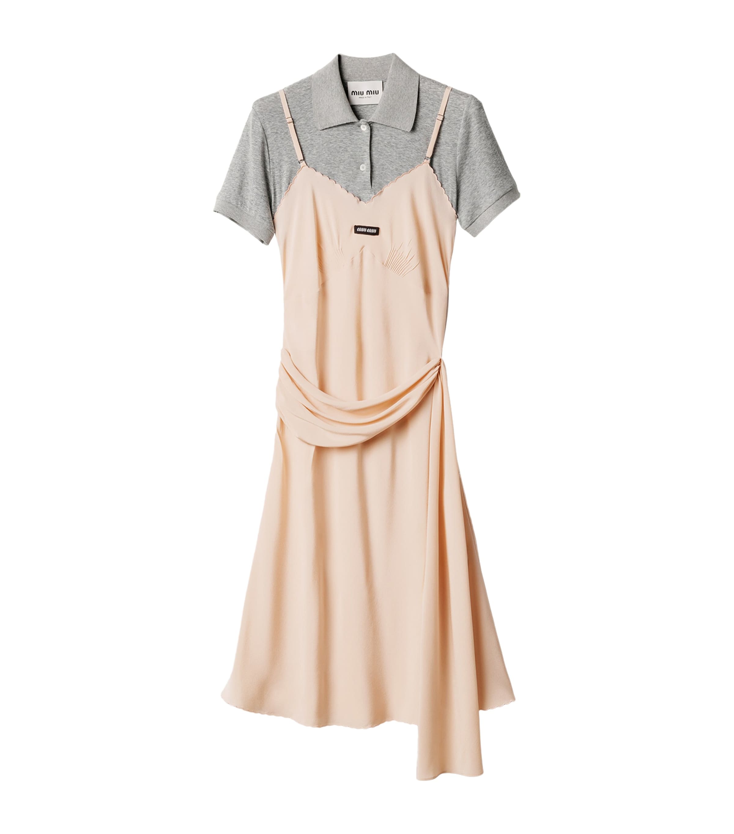 Miu Miu Pink Silk-Cotton Layered Midi Dress | Harrods UK