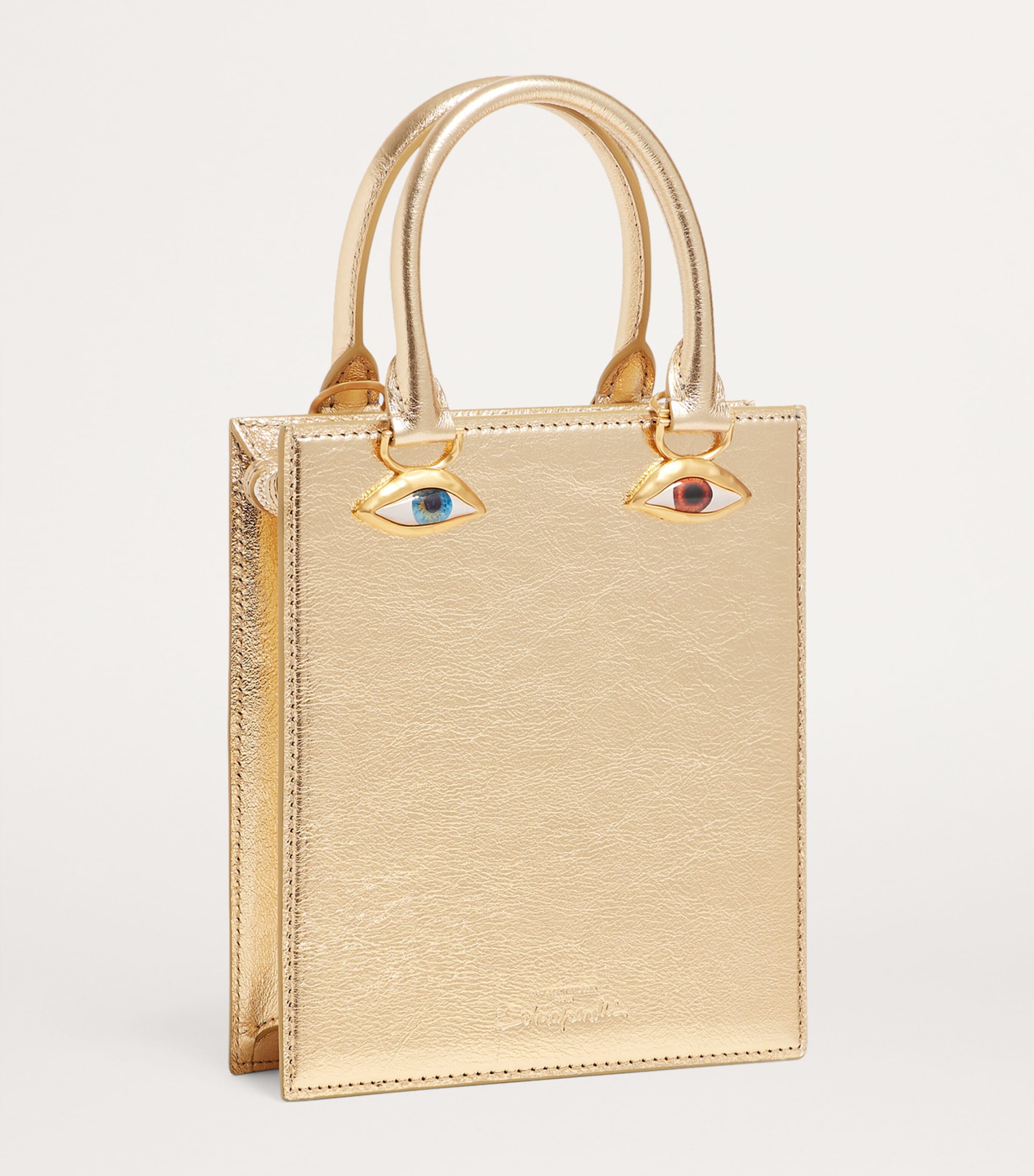 Mini Leather Anatomy Top-Handle Bag 001GOLD Image 3