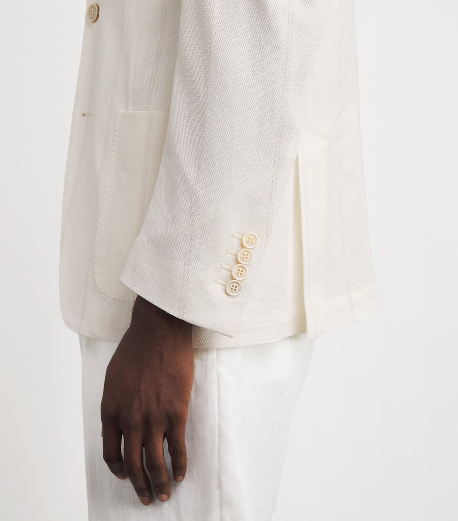 Cotton-Linen Stripe Blazer BIANCO Image 6