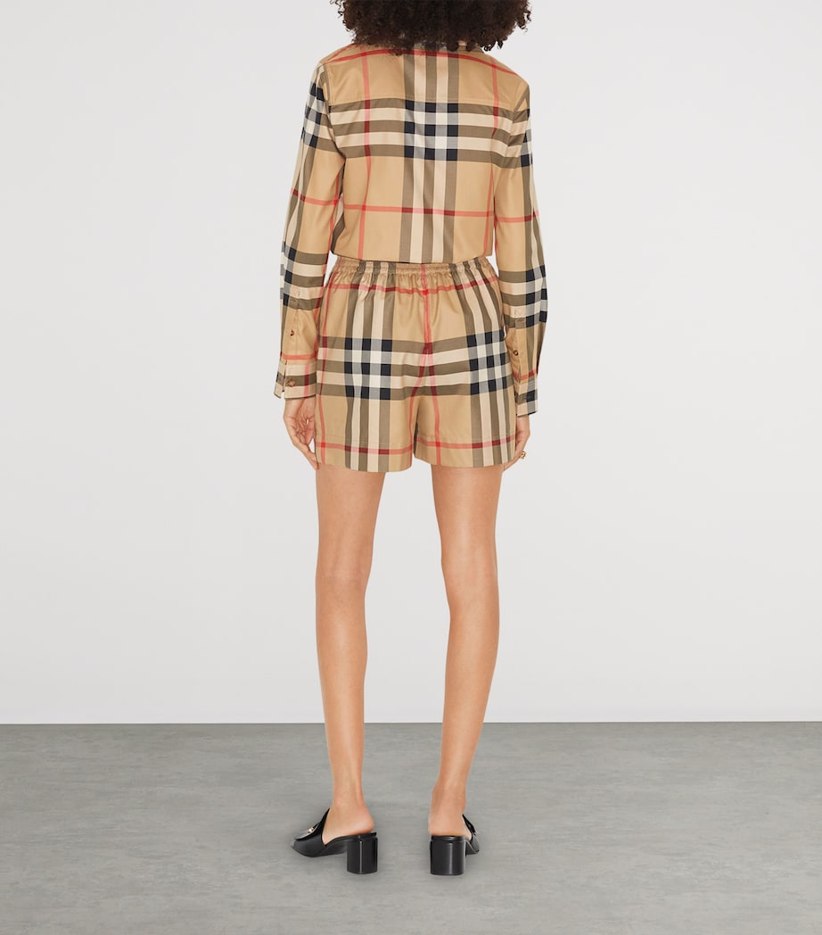 Burberry Womens Cotton Check Shorts Archive Beige Ip Chk Image 4