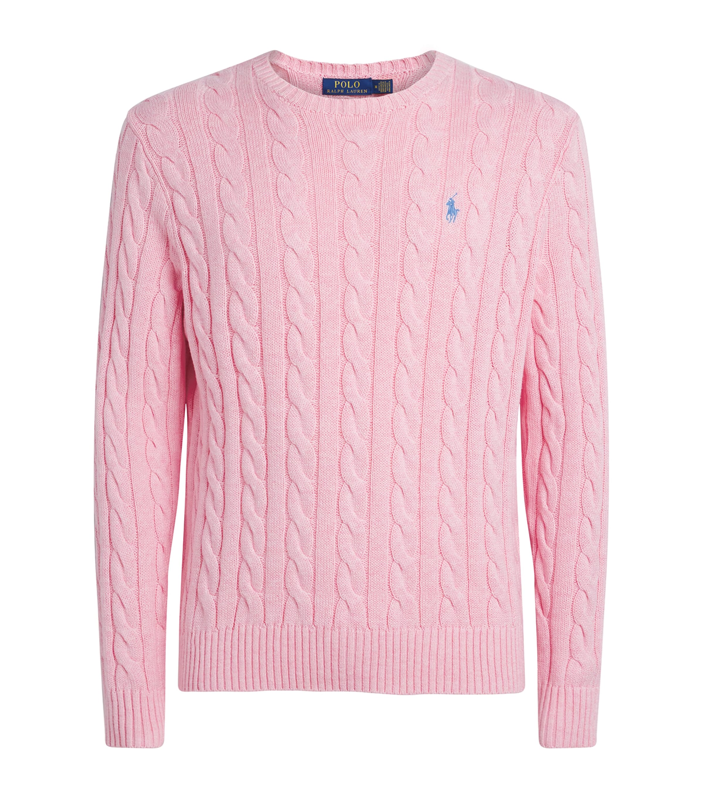 Polo Ralph Lauren Mens Cotton Cable-Knit Sweater Ballet Pink Hthr Image 1