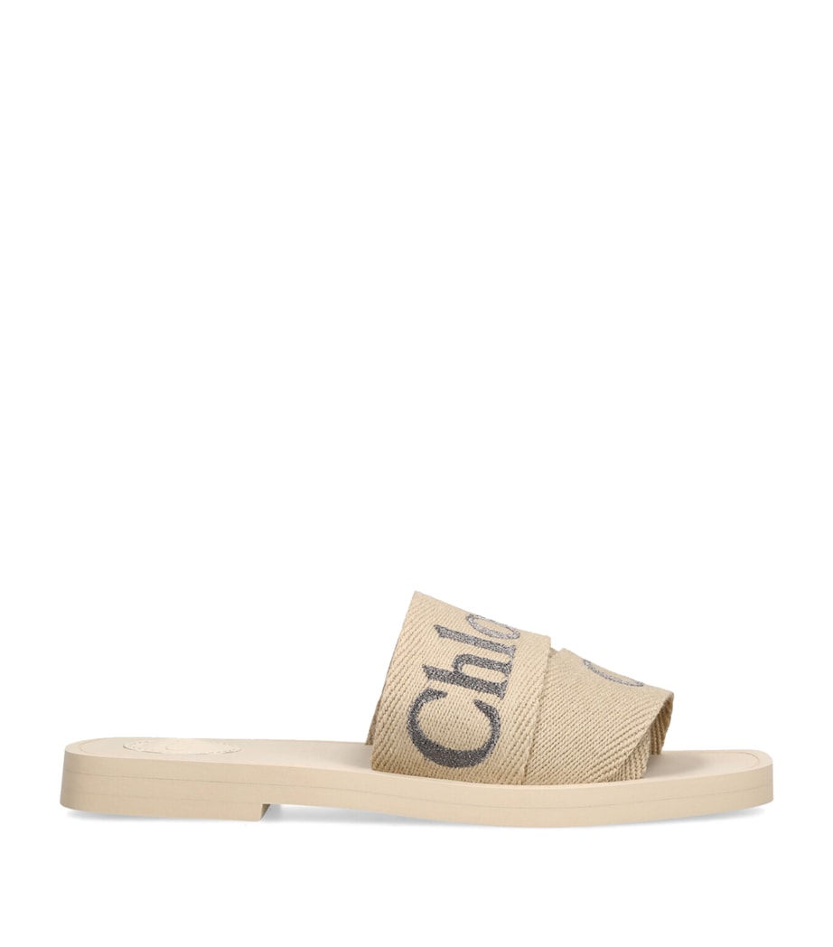 Chloé Logo Woody Slides Beige Comb Image 1