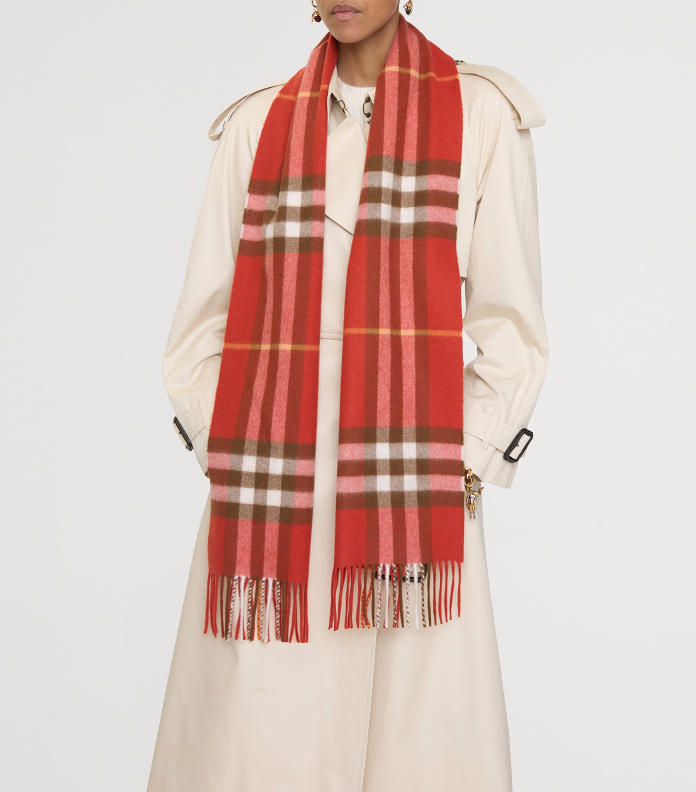 Cashmere Check Scarf ROUX RED Image 3