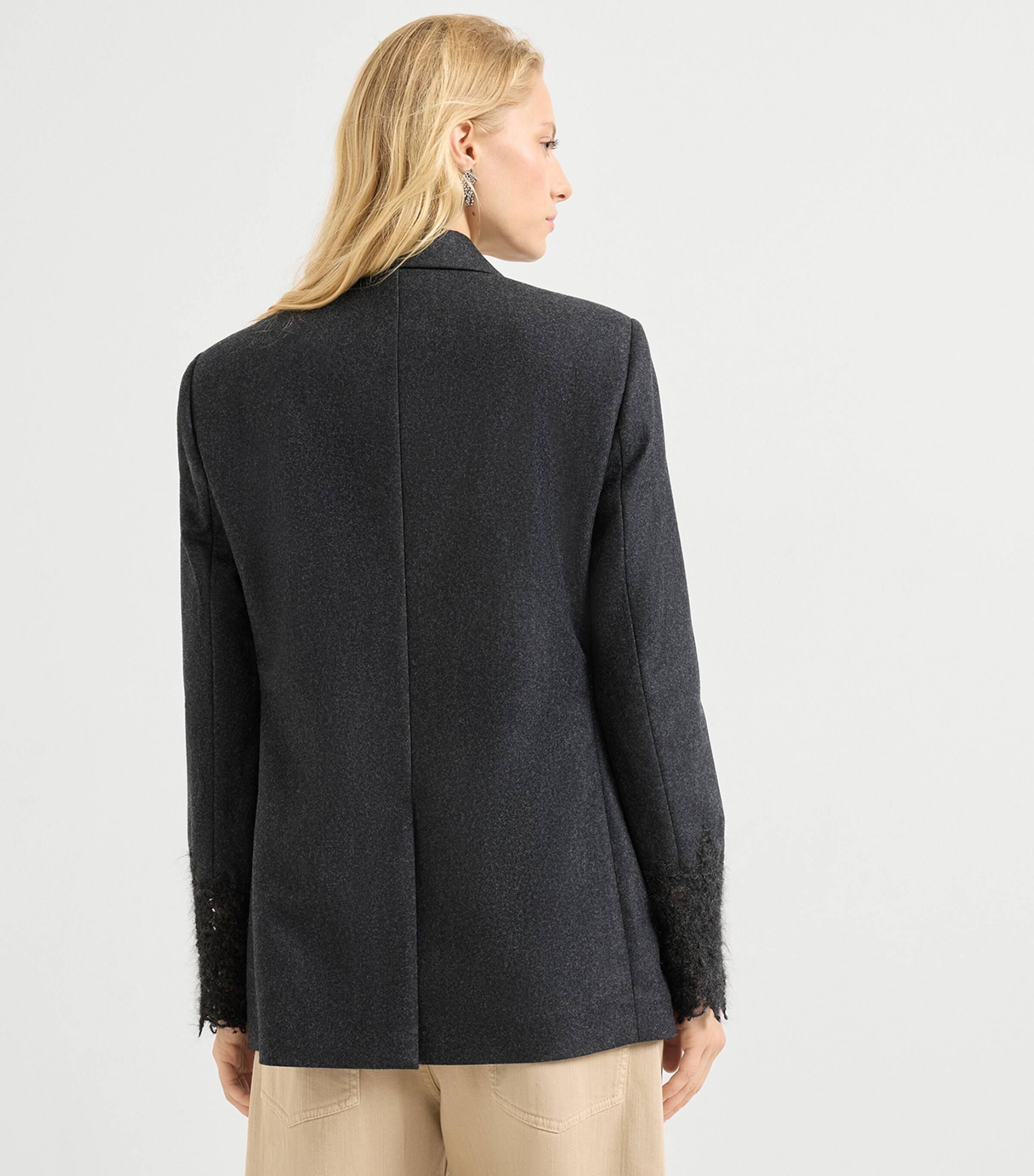 Lace-Detail Double-Breasted Blazer C006 Image 3