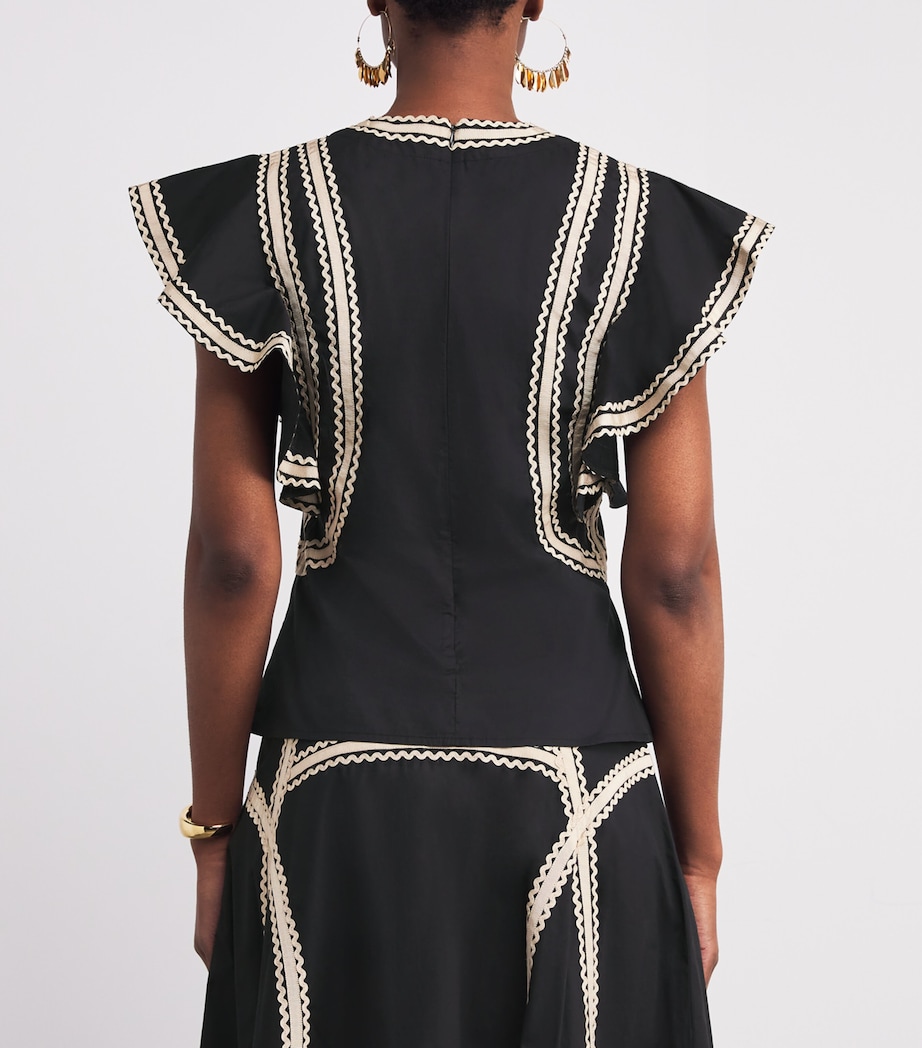 Flutter-Sleeve Anora Blouse NOIR Image 4