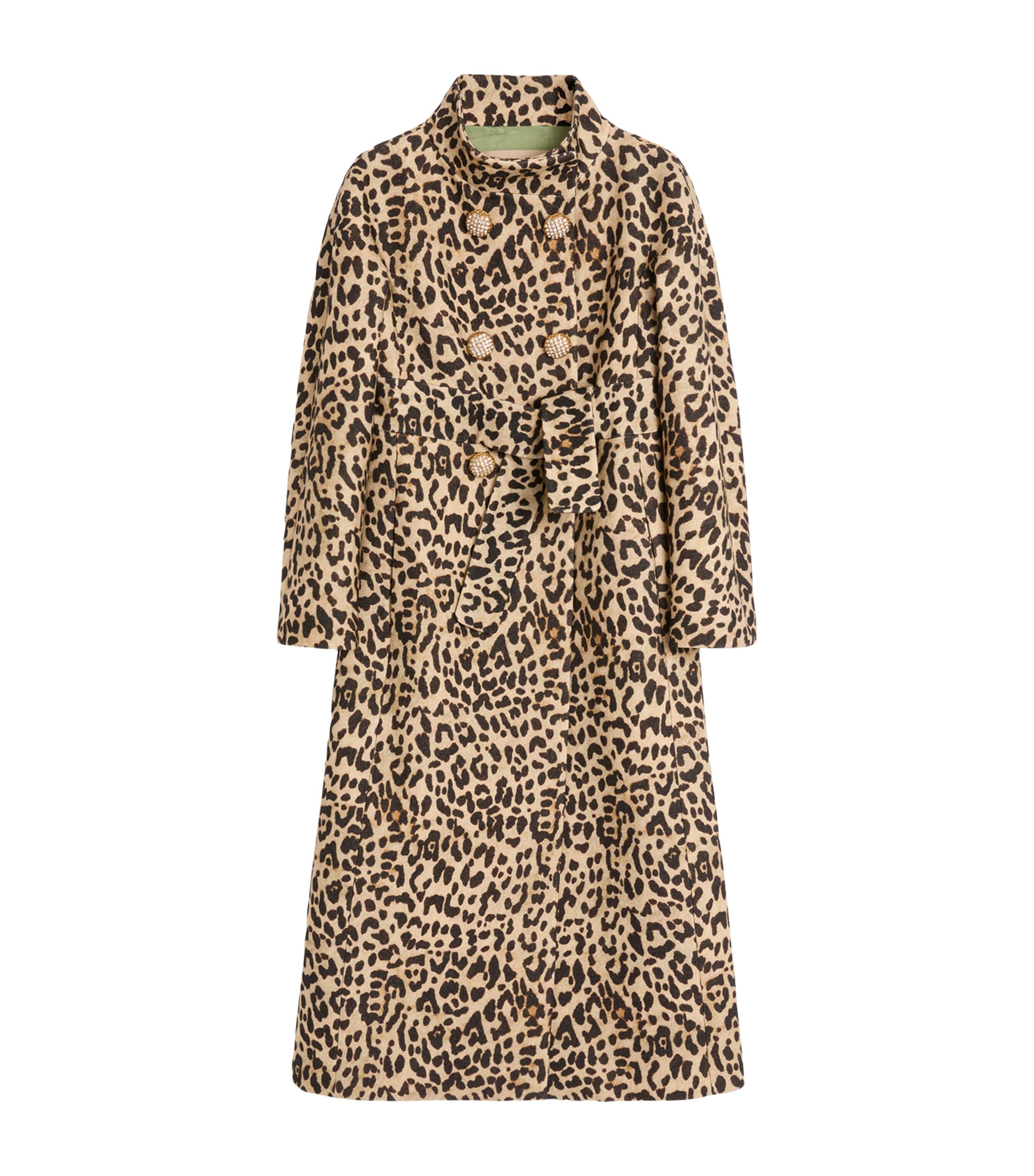 Valentino Leopard Print Belted Coat In Sand