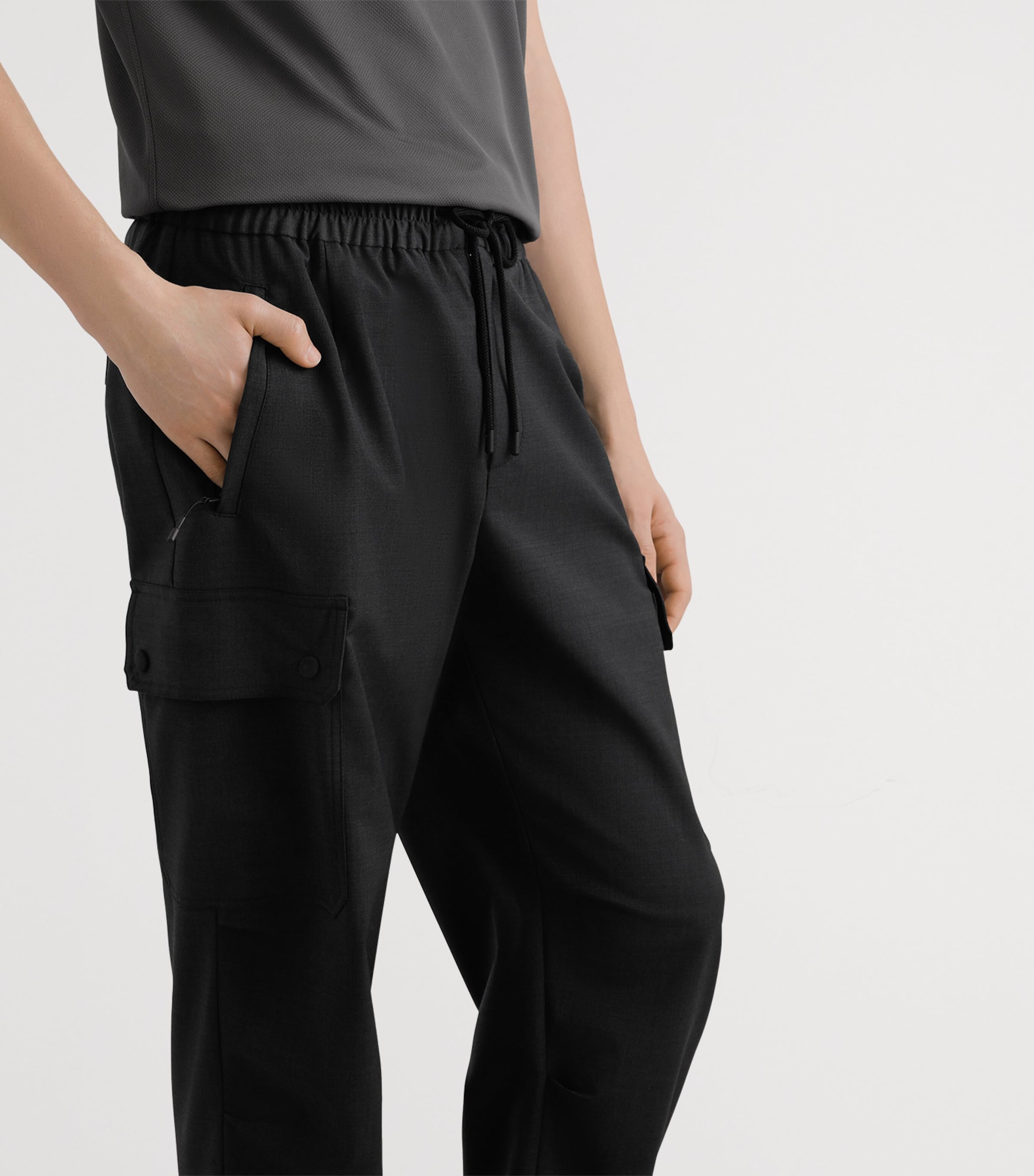 Wool-Blend Cargo Trousers N0542-IRON GREY Image 4