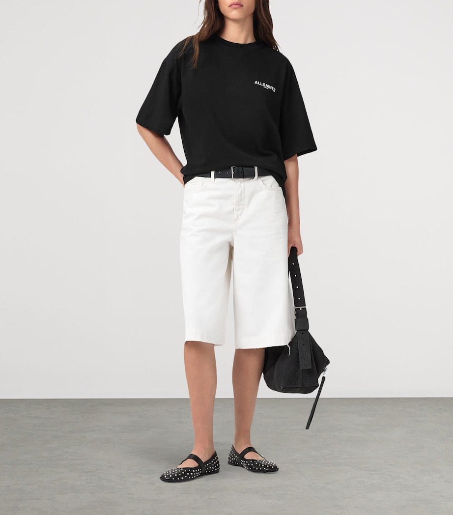 AllSaints Womens Organic Cotton Guardian Amelie Oversized T-Shirt Black Image 3