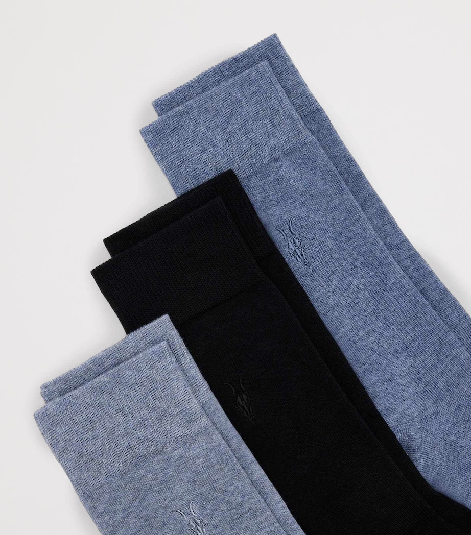 AllSaints Mens Organic Cotton-Blend Ramskull Adan Socks (Pack of 3) Agate Blue Image 2