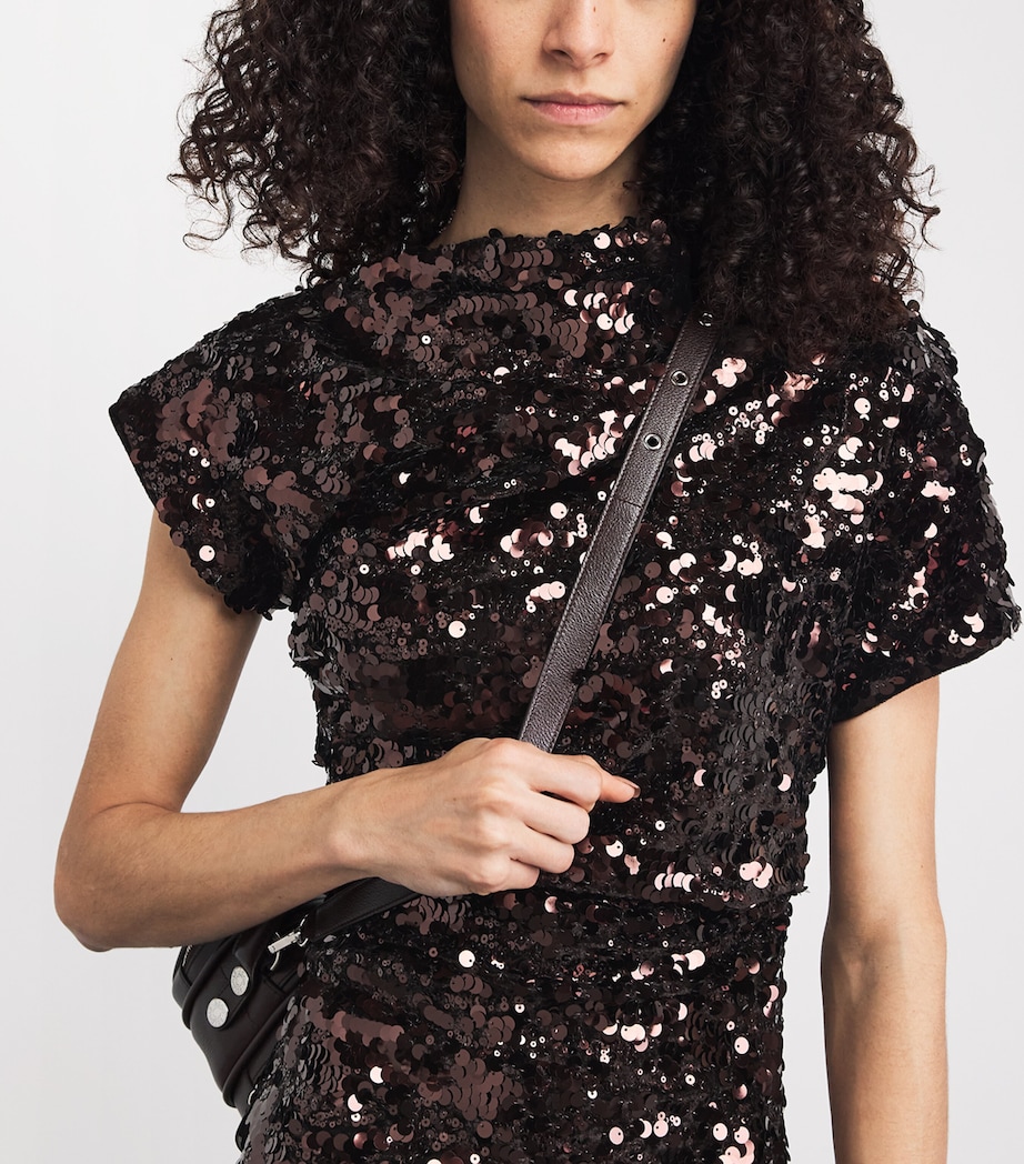 ganni sequin shirt dress GANNI Pink Sequin Shirt Dress GANNI