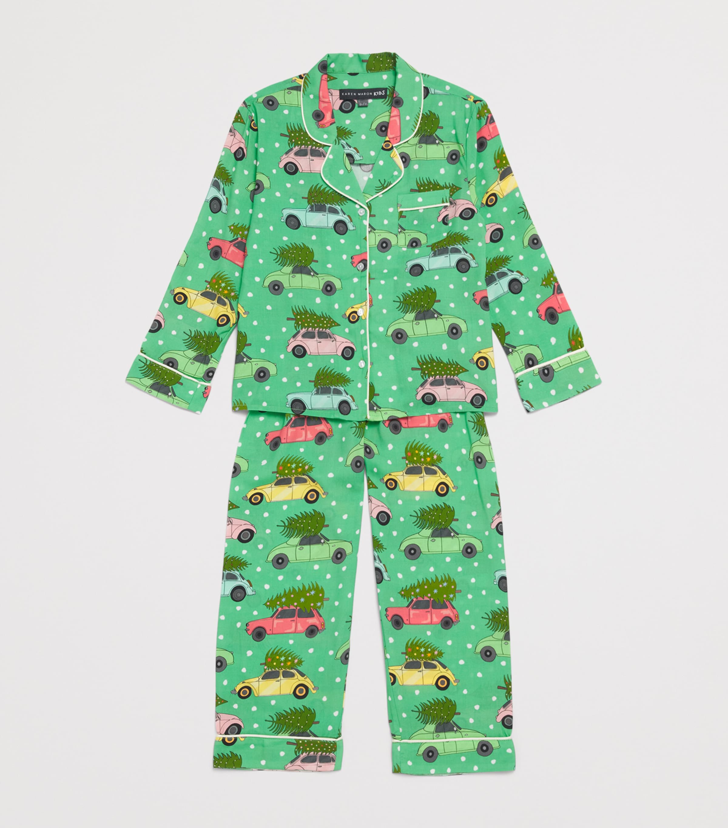 KAREN MABON KIDS Vintage Cars Print Pyjama Set (2-13 Years) Green Image 3