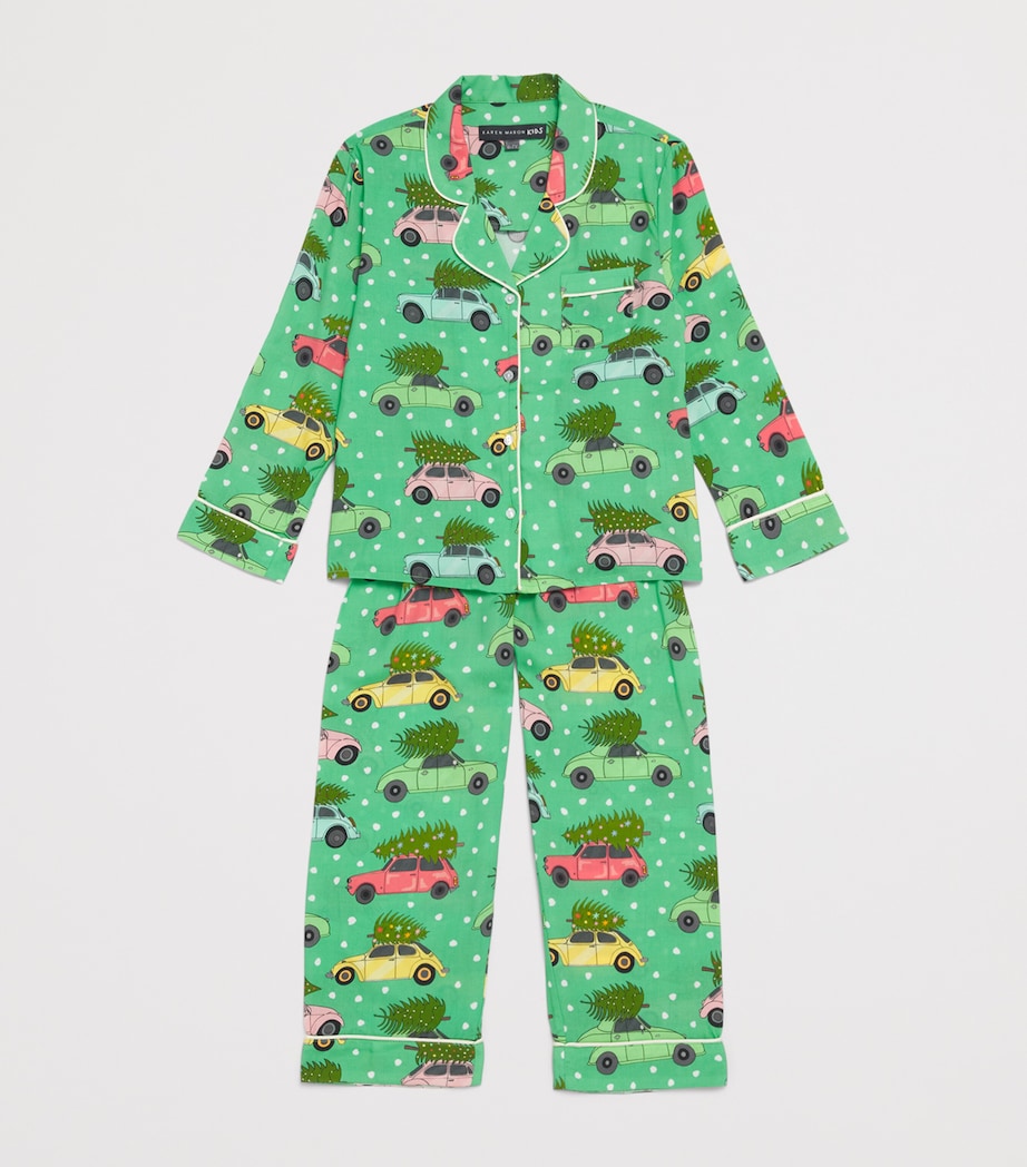 KAREN MABON KIDS Vintage Cars Print Pyjama Set (2-13 Years) Green Image 3