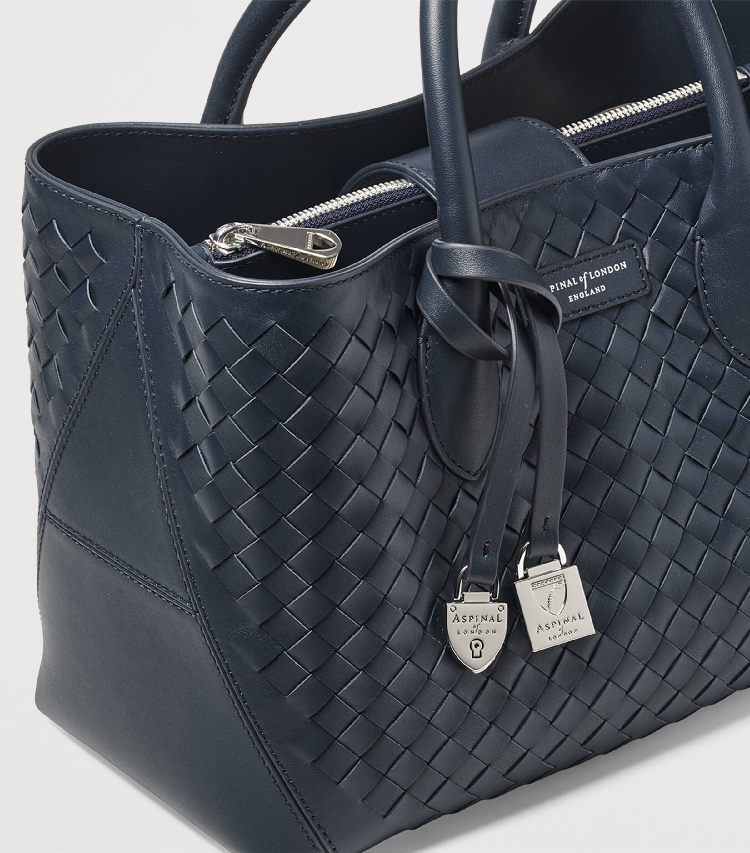 Aspinal Of London Midi Leather London Tote Bag French Navy Image 4