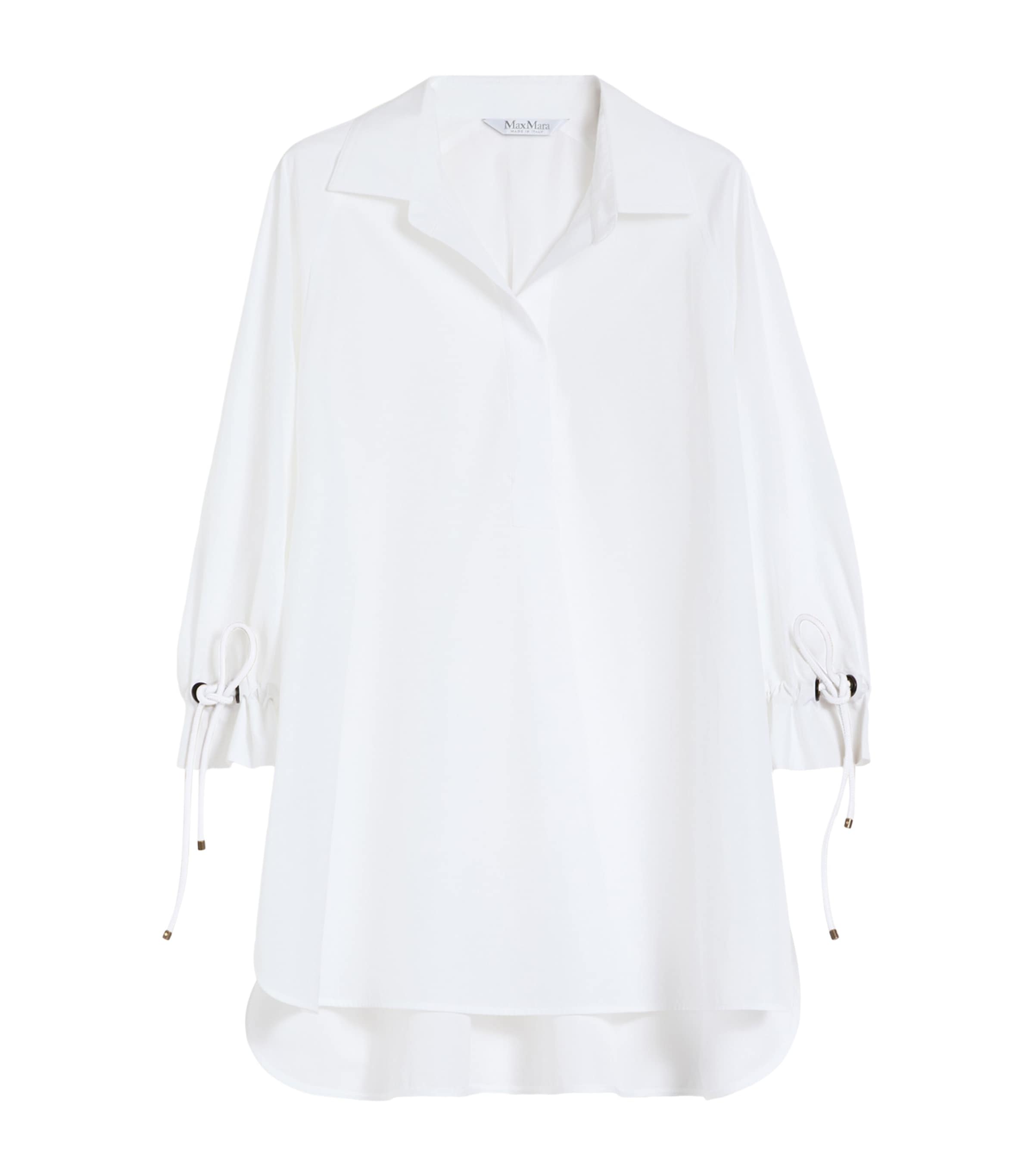 Max Mara Womens Cotton Poplin Drawstring Blouse Optical White Image 1